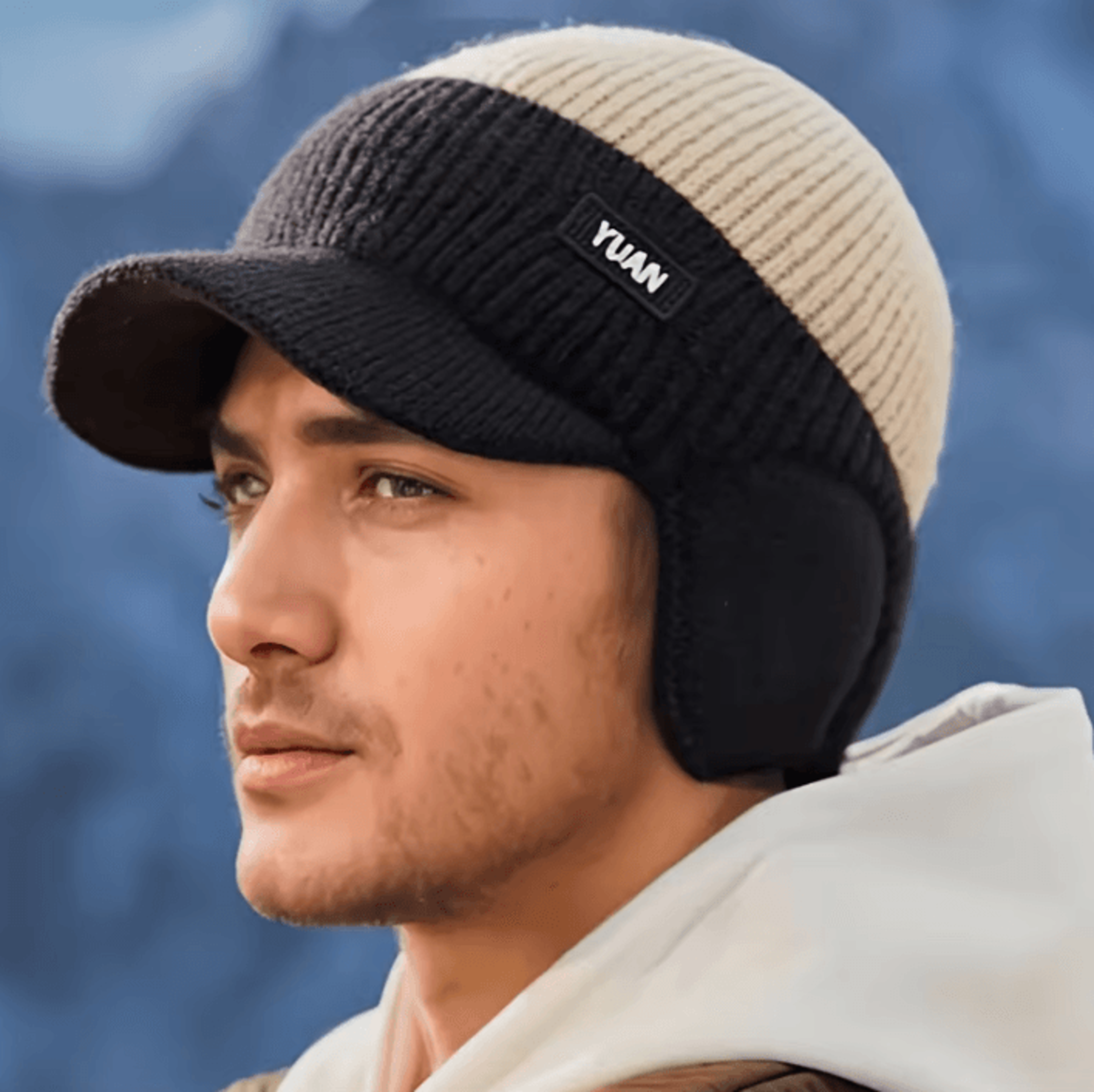 Winter Thermal Knitted Baseball Cap  Thickened Windproof Ear Protection Beanie For Outdoor Sports 4