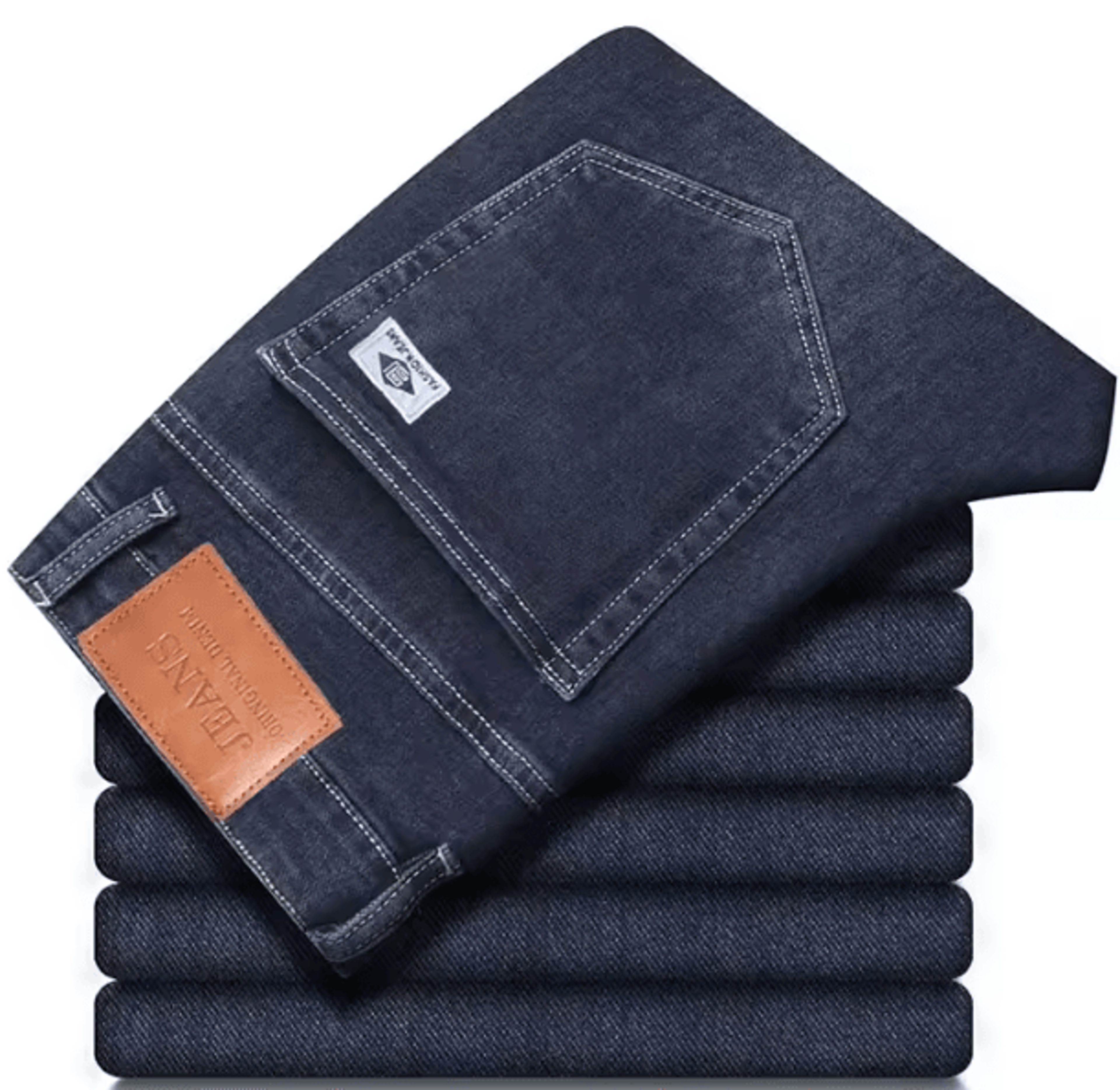 Mens Winter Warm Fleece Lined Stretch Casual Jeans  Lightweight Thermal Trousers For Office  Daily  6