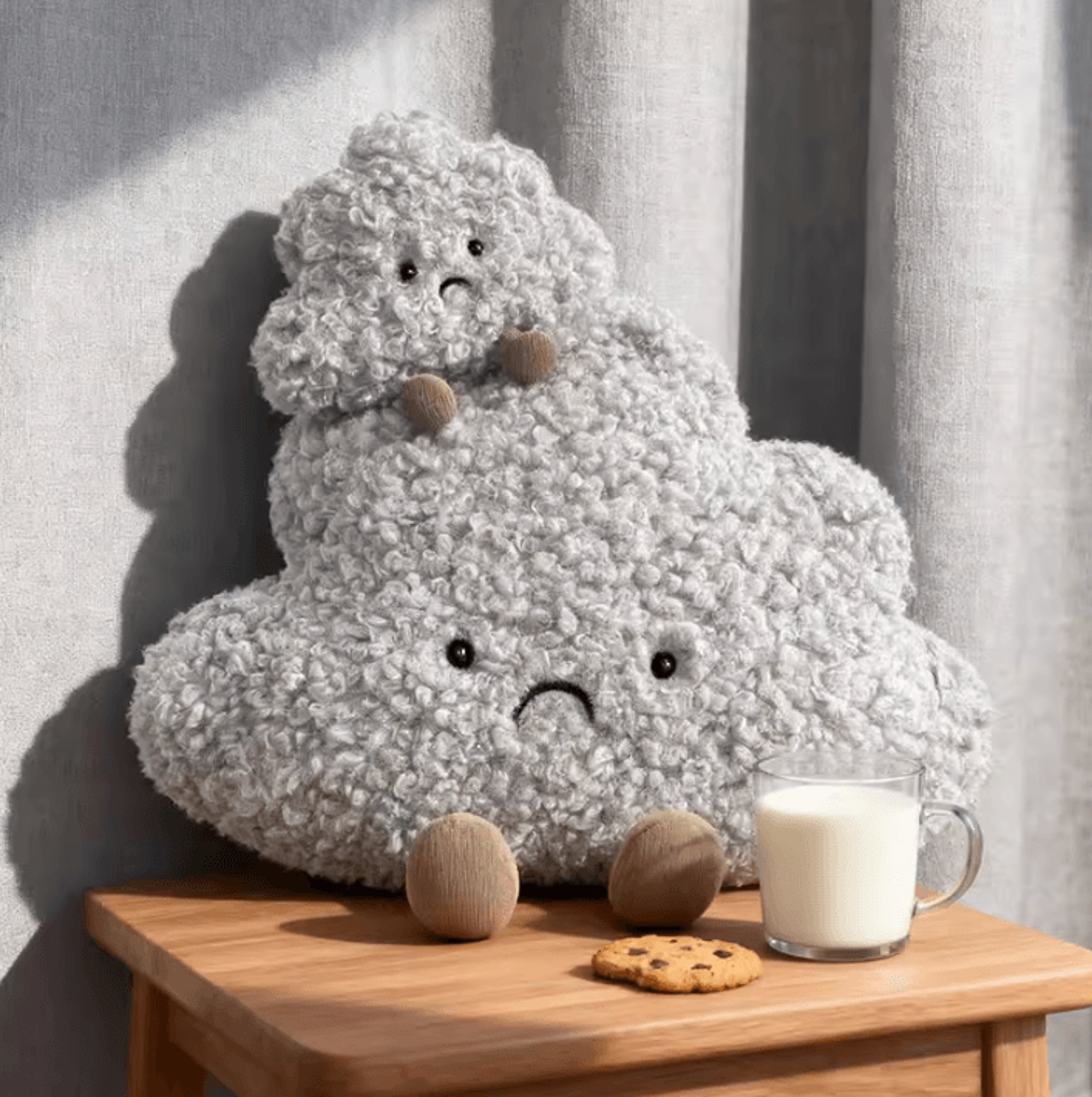 630 Inches Kawaii Sad Cloud Plush Pillow  Soft Gray Cloud Throw Toy Gift For Kids 4