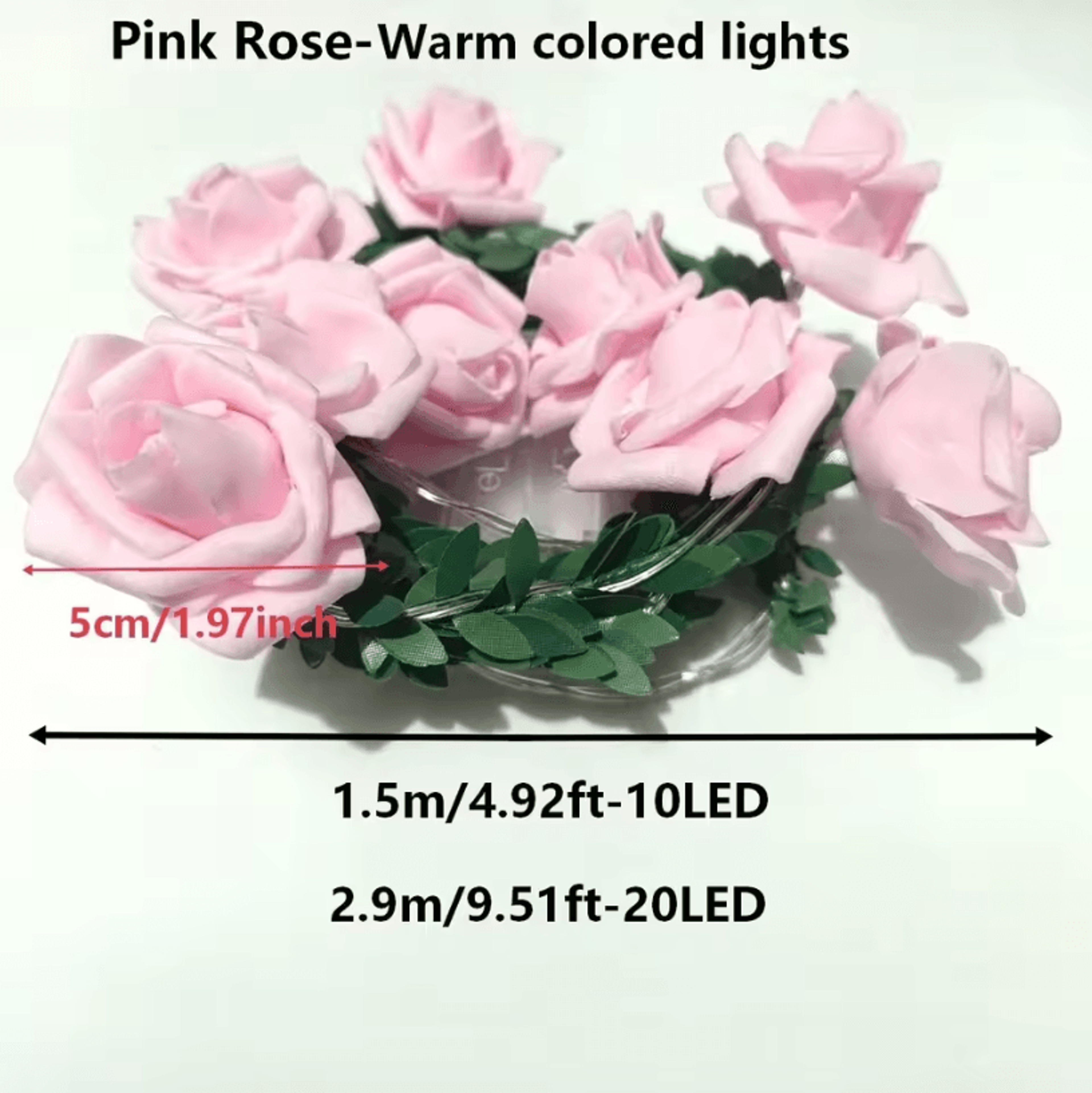 EverBloom 1020 LED Rose String Lights  Battery Operated Artificial Ivy Garland For Party  Home Deco 5