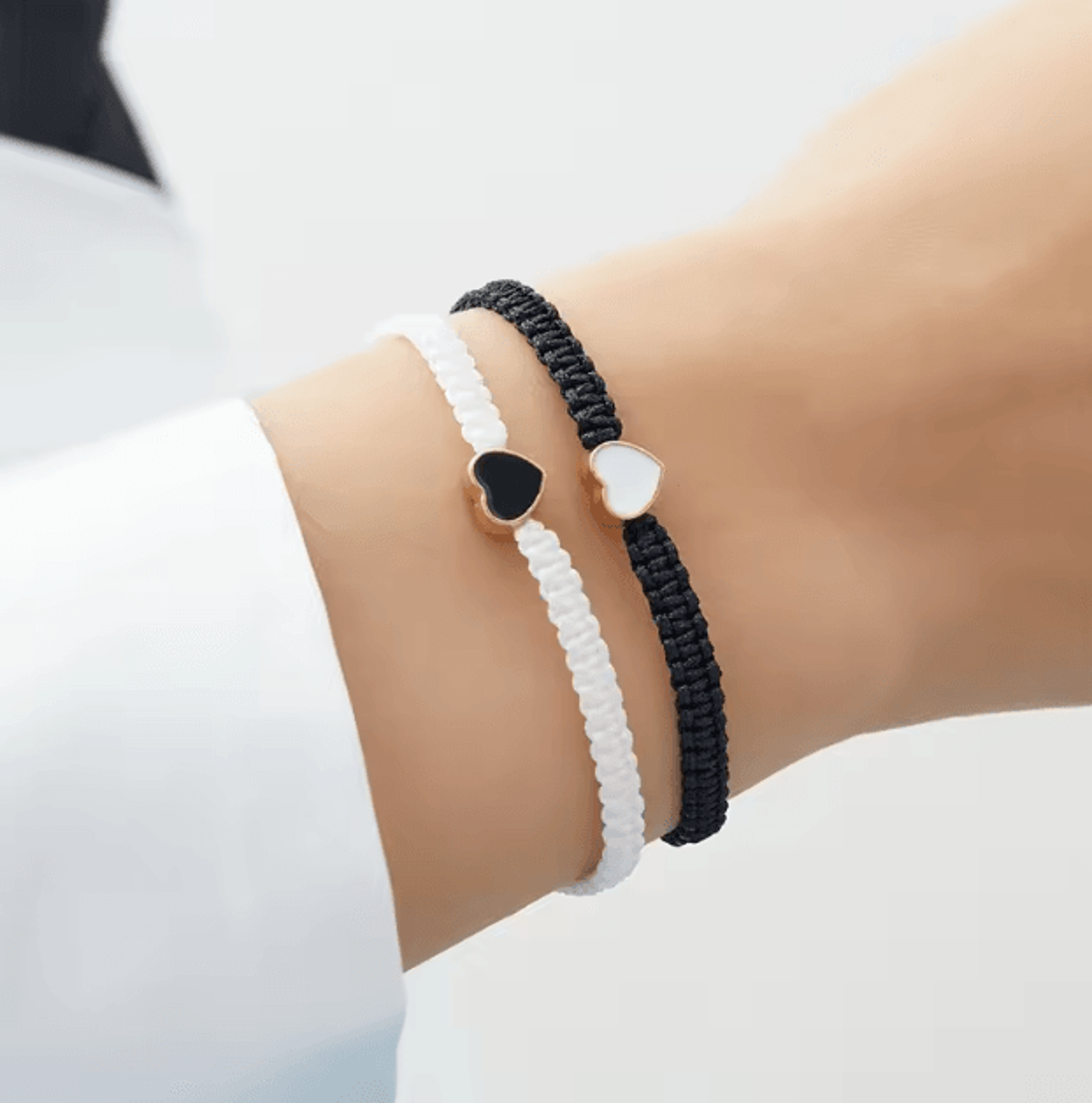 HeartBond 2Pcs Matching Bracelets Set  Handwoven Heart LongDistance Couple  Friendship Jewelry Gift 3
