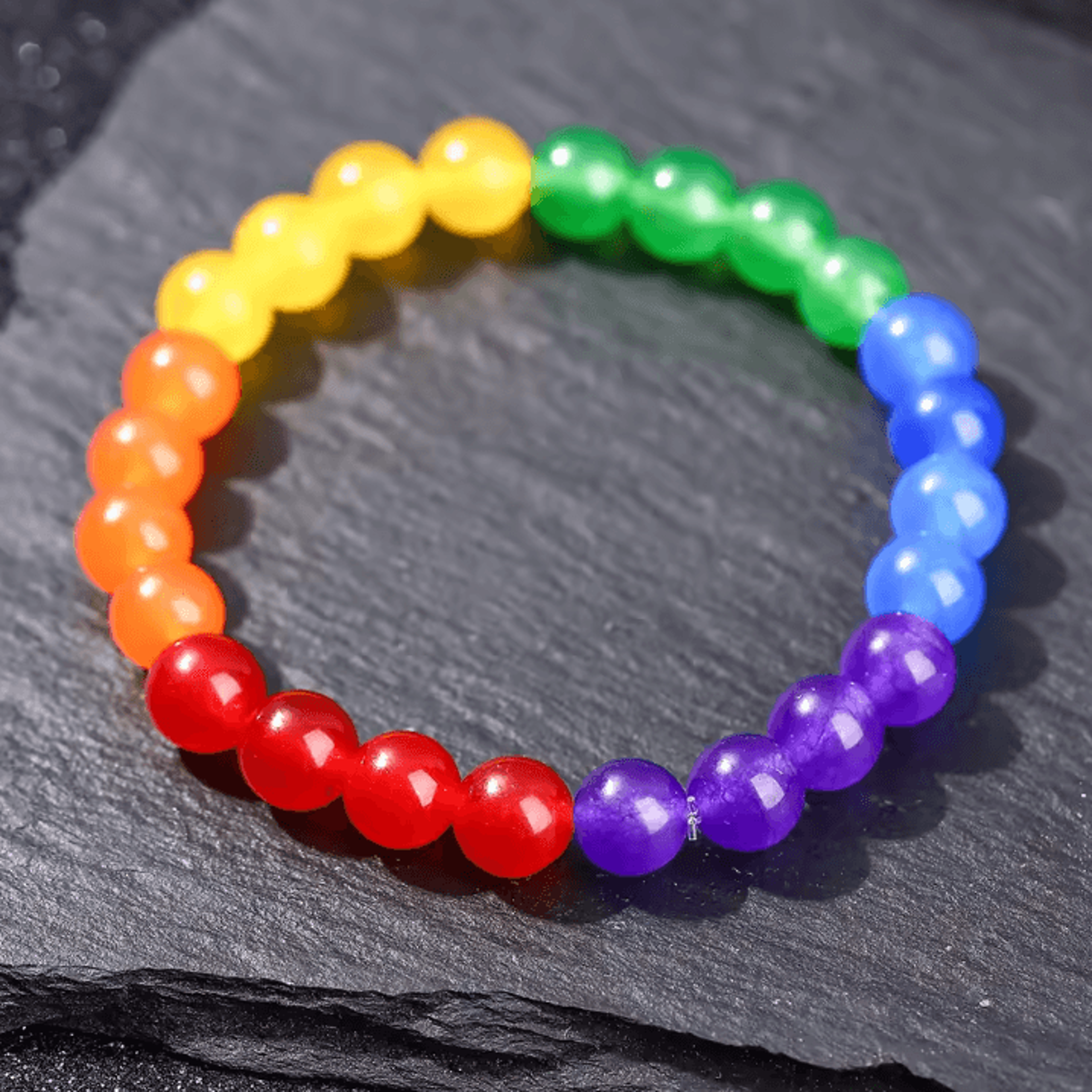 RainbowUnity Natural Stone Bead Bracelet  SixColor Couples  LGBT Pride Jewelry For Yoga  Meditation 3