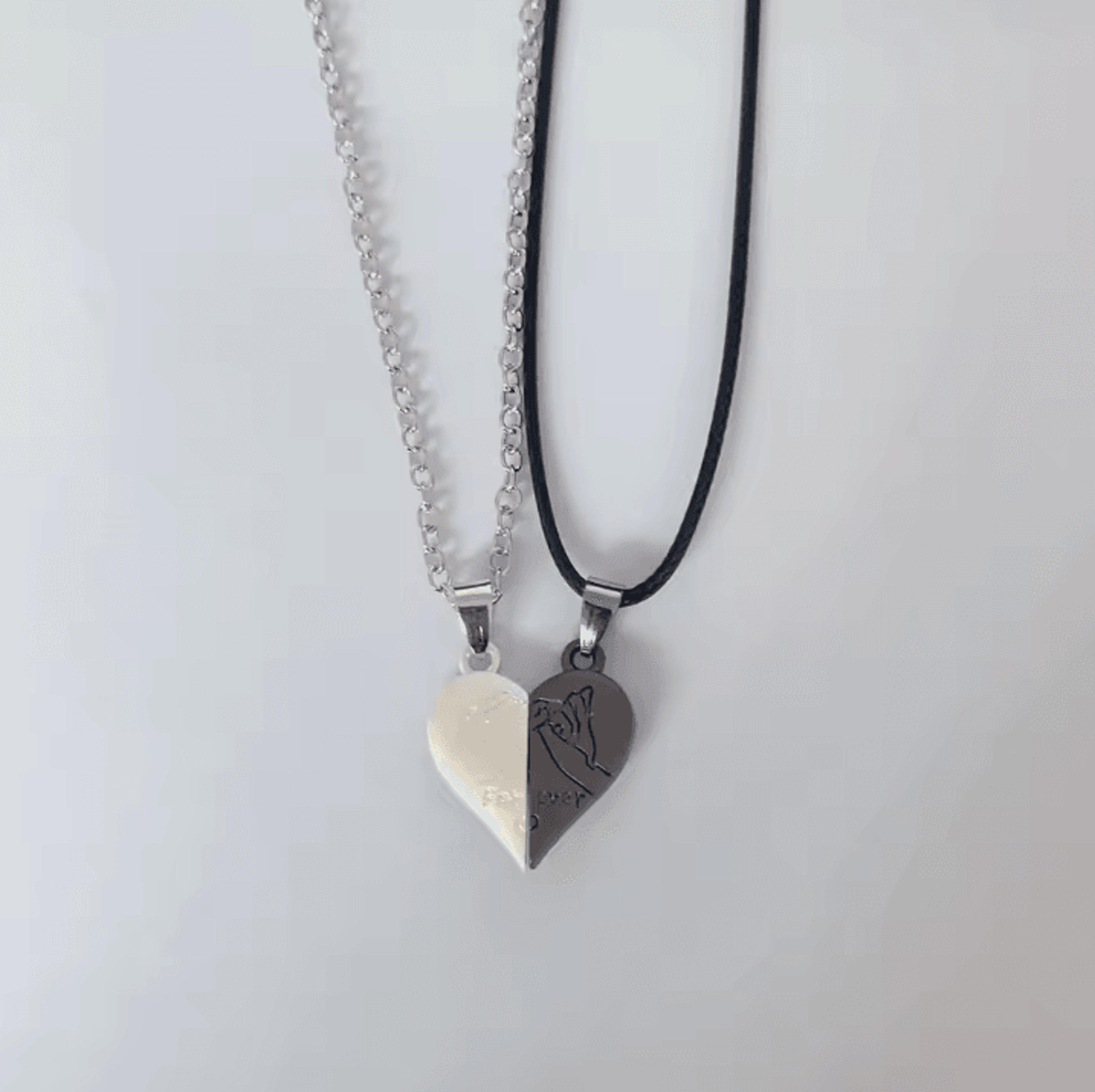 HeartbeatUnion Magnetic Couple Pendant Necklace  Electrocardiogram Heart Jewelry Gift Set 6