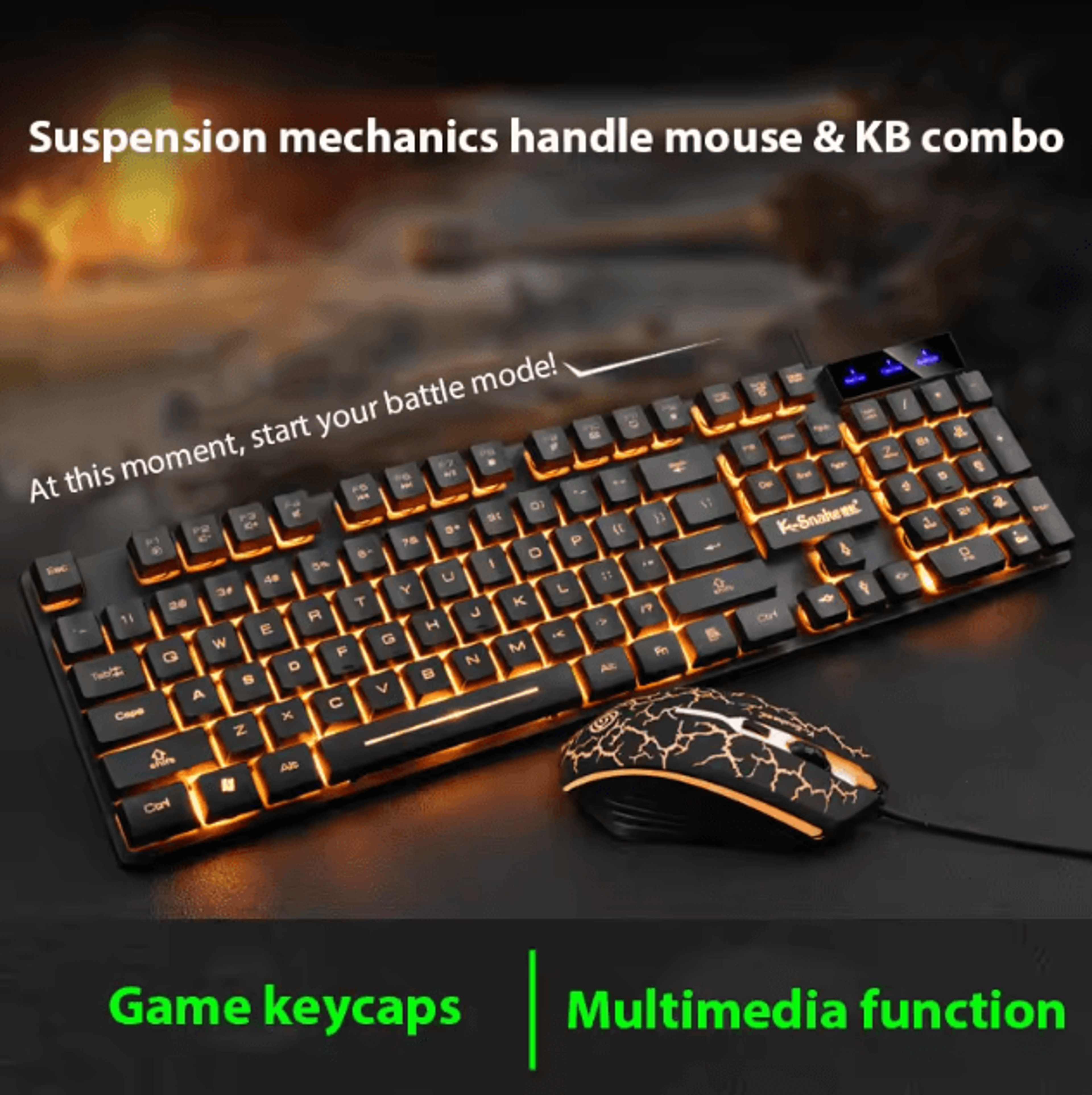 KM320 Keyboard  Mouse Combo  Waterproof Backlit Gaming Set With Luminous LED 0