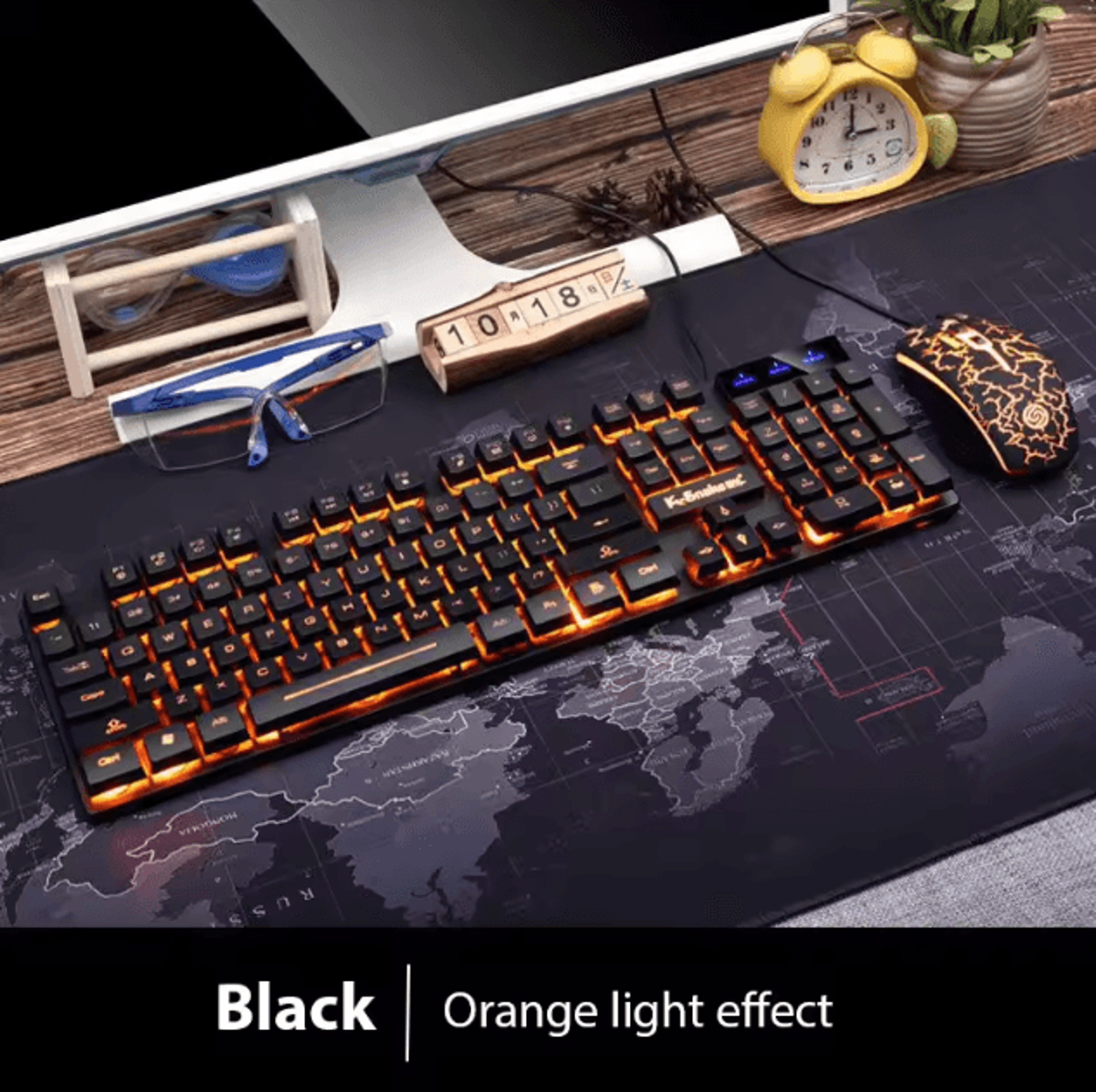 KM320 Keyboard  Mouse Combo  Waterproof Backlit Gaming Set With Luminous LED 7