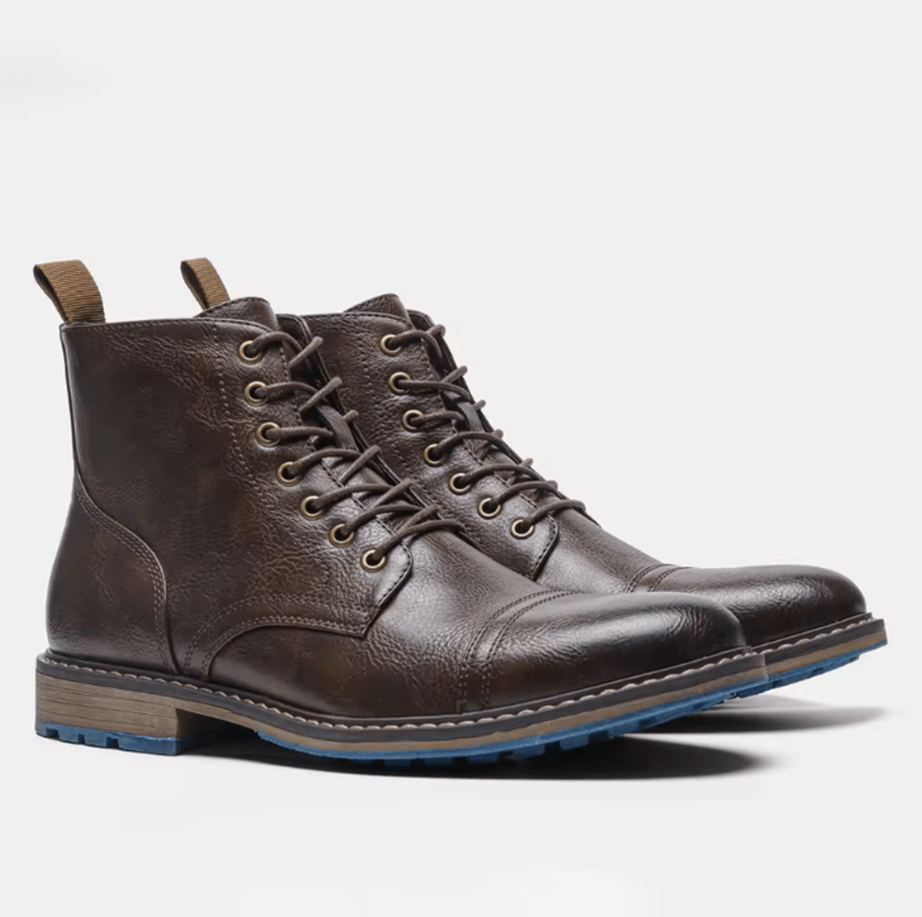 HeritageBrogue Mens Classic Brogue Chelsea Boots  Comfortable Fashion Leather Ankle Shoes 7