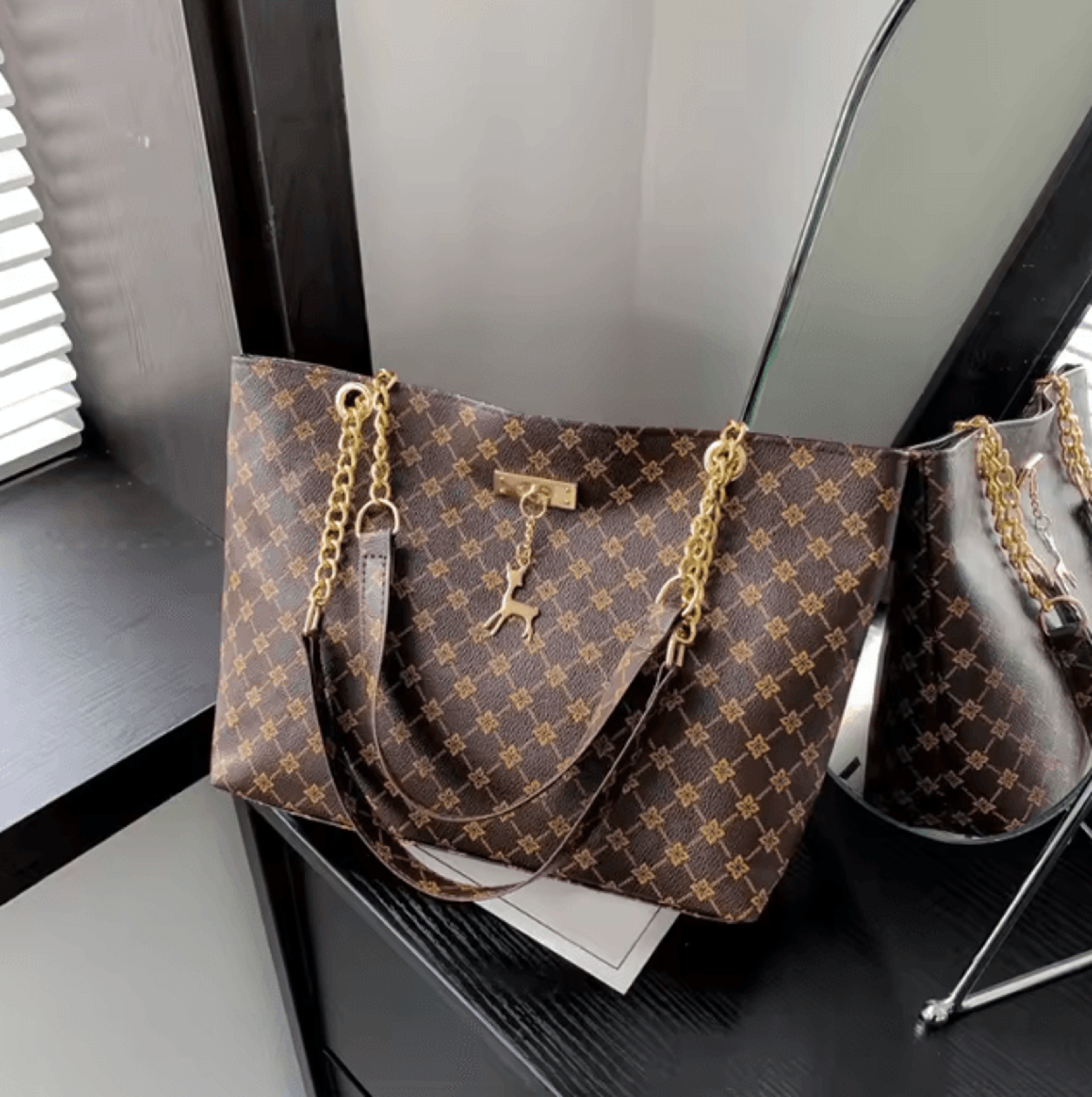 Soft Leather Large Capacity Womens Tote Bag With Hanging Accessory 8