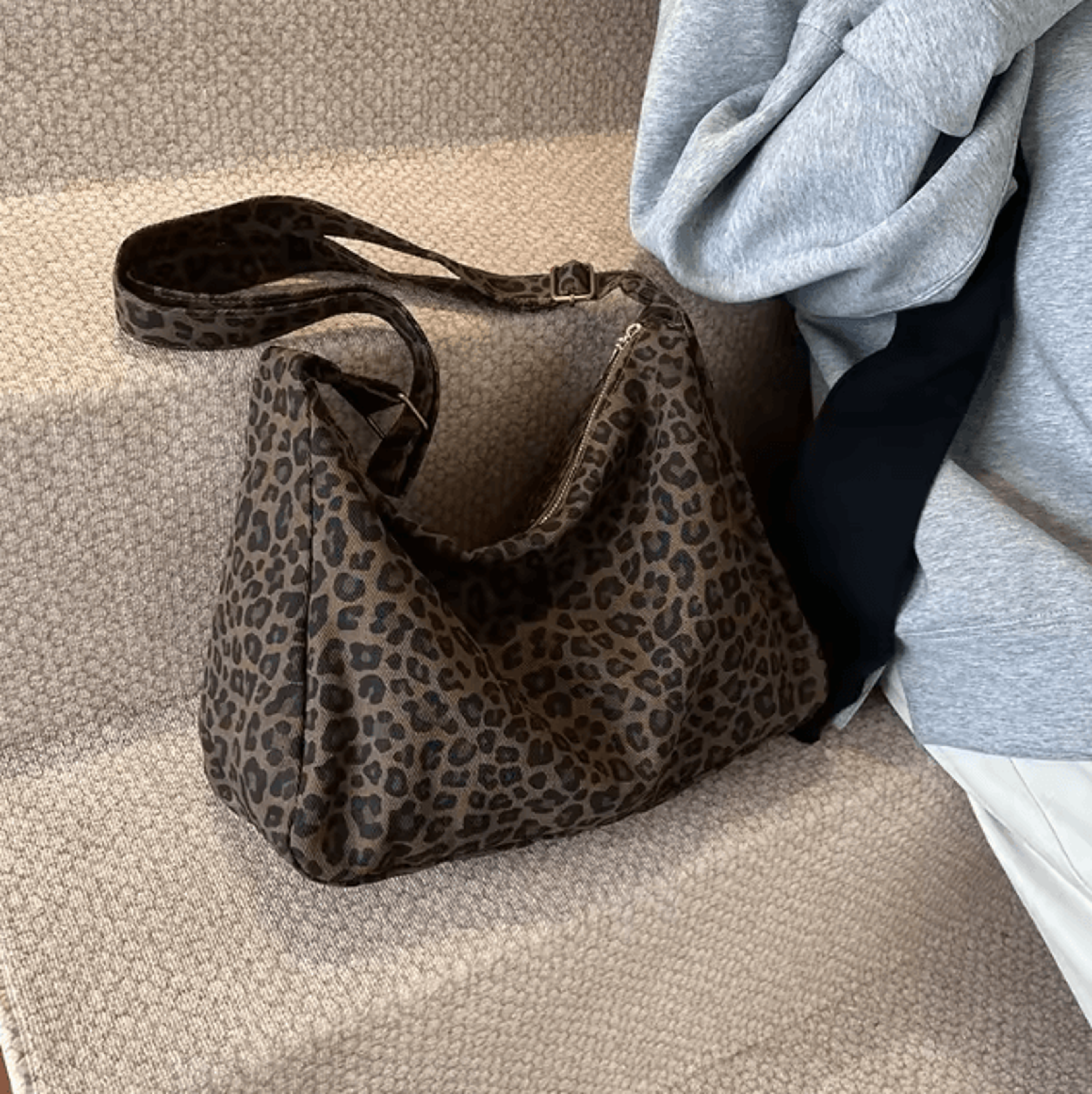 Leopard Print Shoulder Bag Large Capacity Soft Textile Crossbody Tote For Women 0