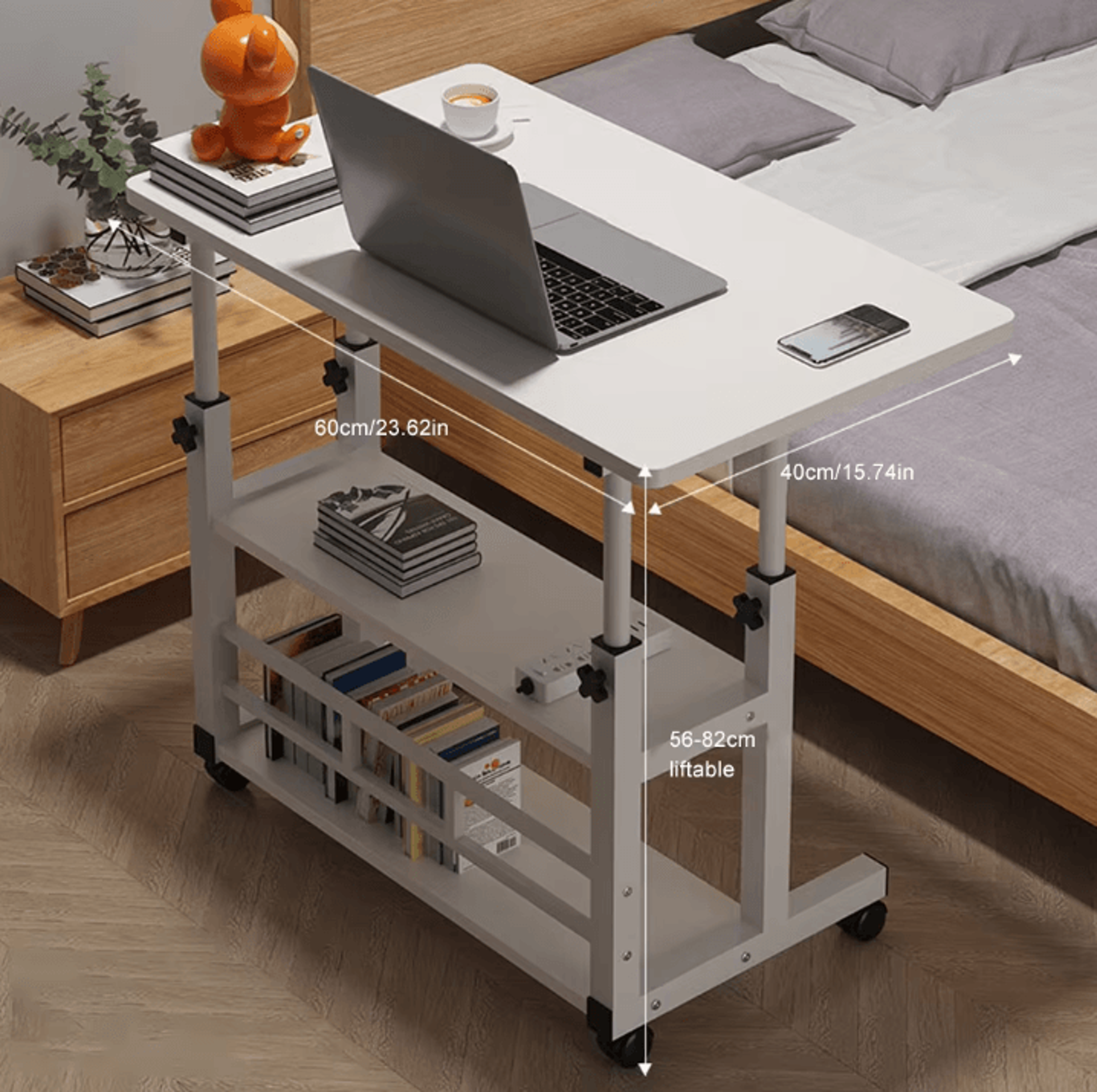 Liftable Bedside Computer Desk Portable Adjustable MultiFunction Small Home Office Table 4