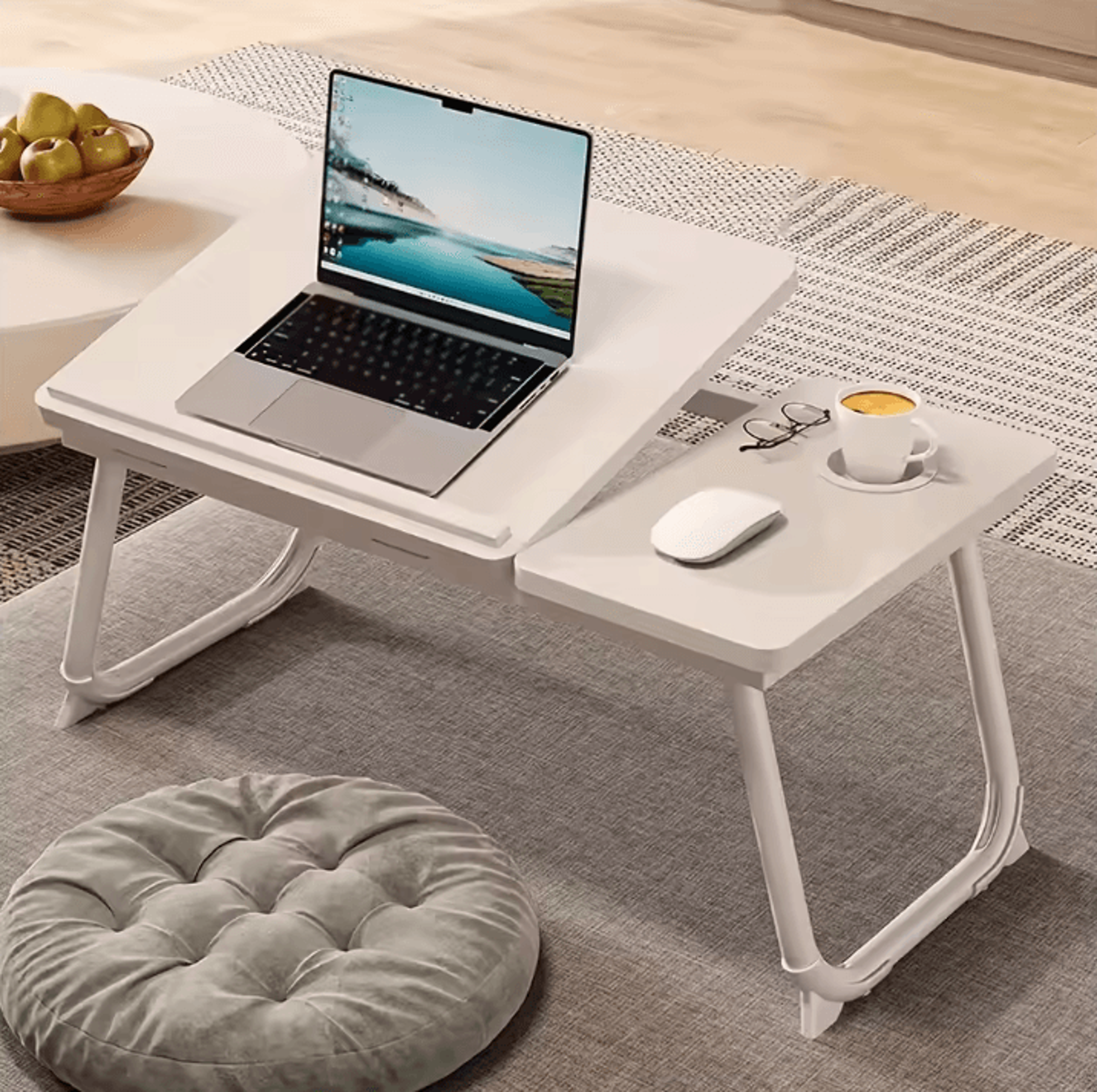 Portable Bed Sofa Table Foldable Breakfast Tray With Cup Holder Bedside Laptop Stand 6