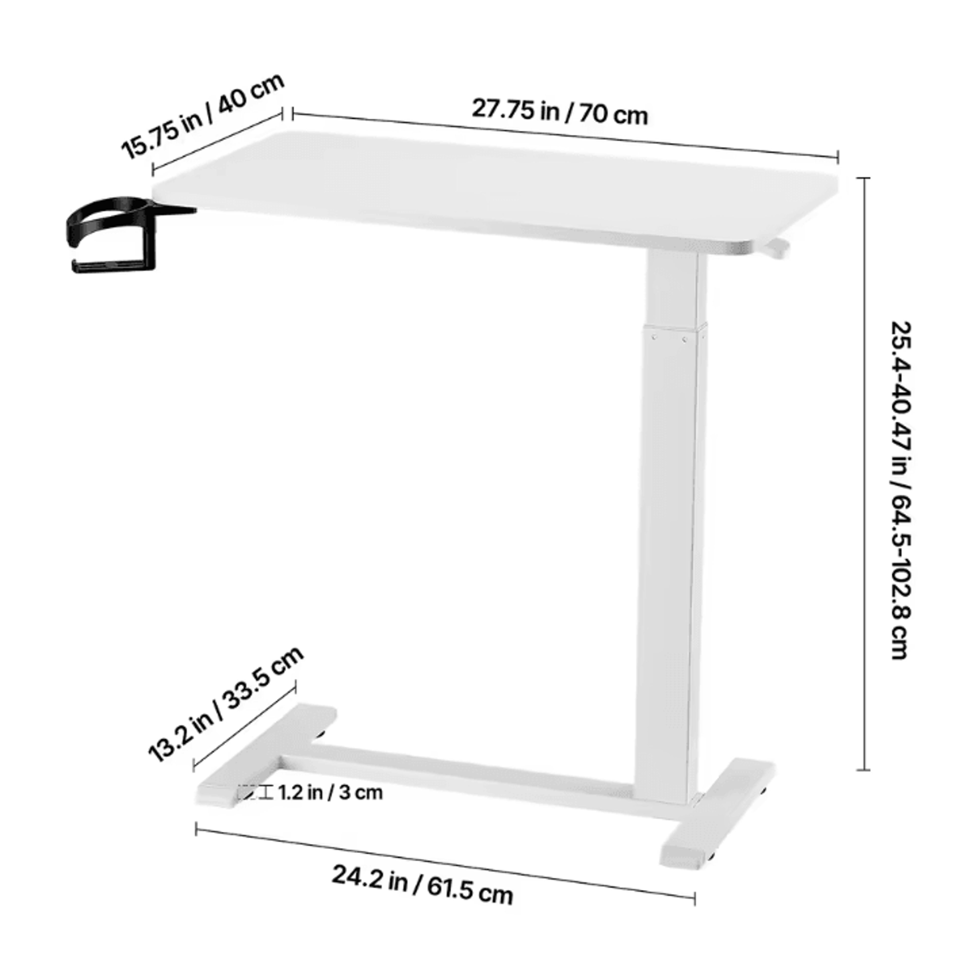 Mobile Overbed Table Adjustable Laptop Desk With Swivel Casters For Home Office And Study 4