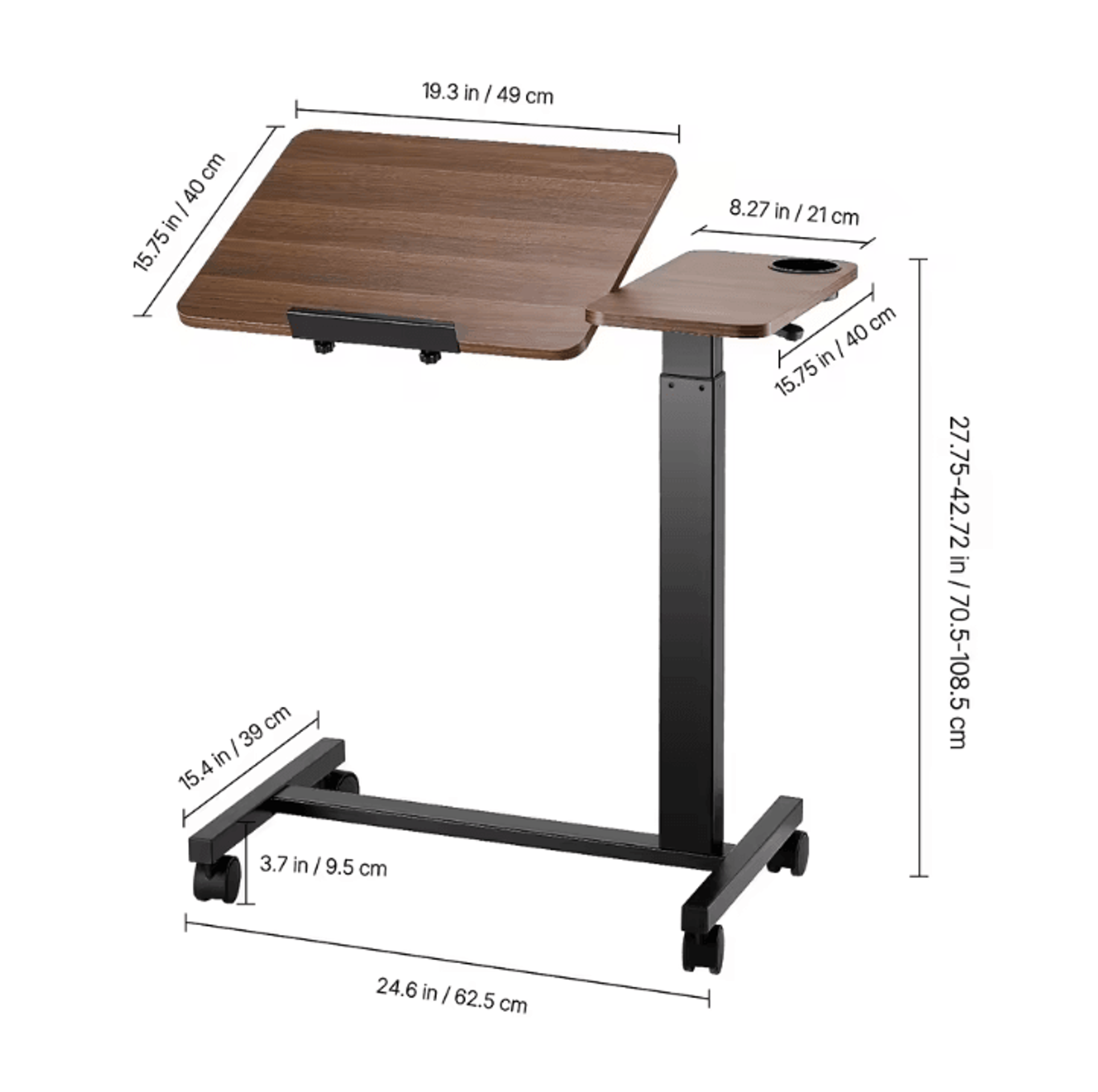 Mobile Overbed Table Adjustable Laptop Desk With Swivel Casters For Home Office And Study 5