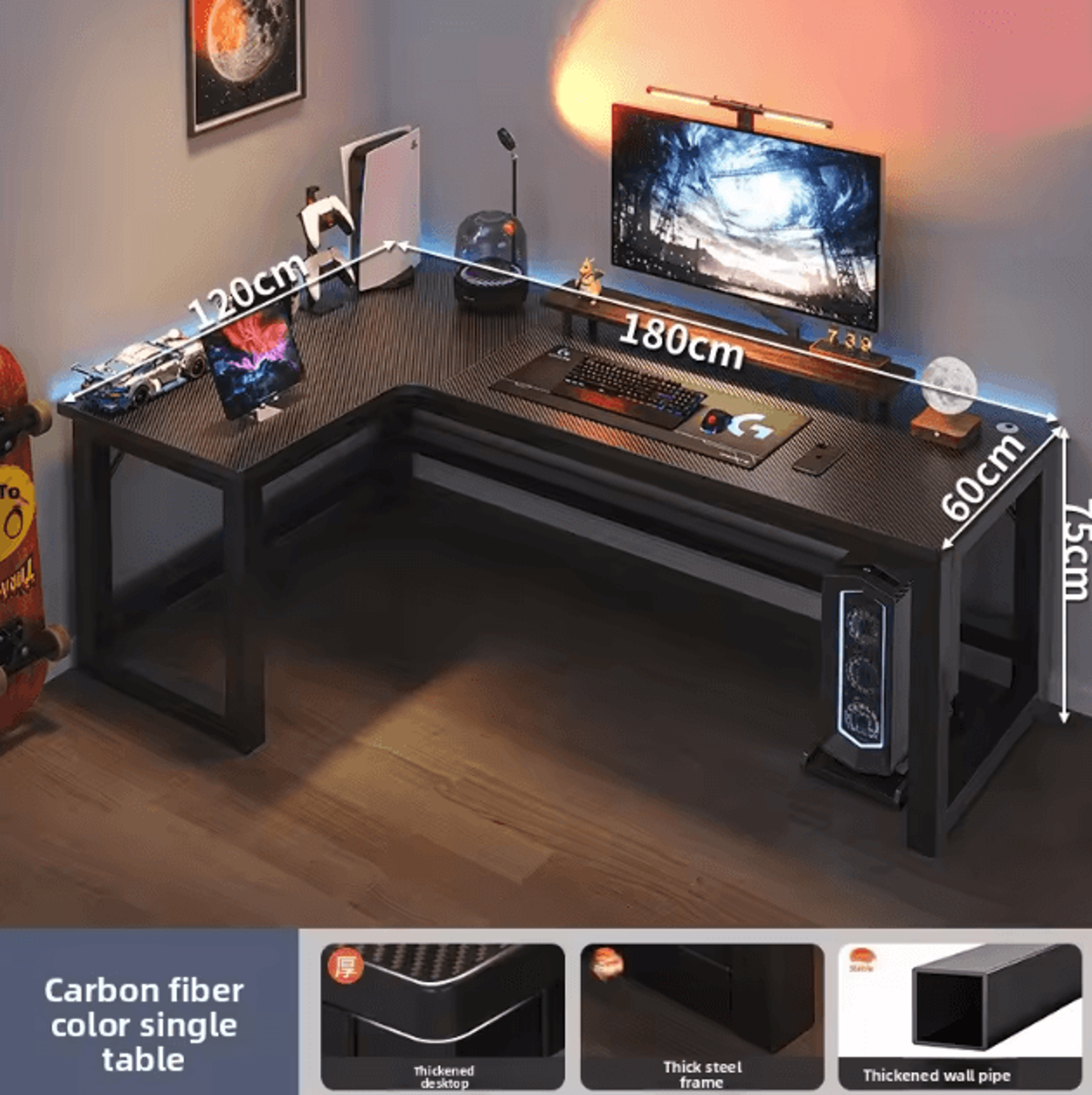 Premium Corner Computer Desk For Home Office Study  Gaming Workstation 6