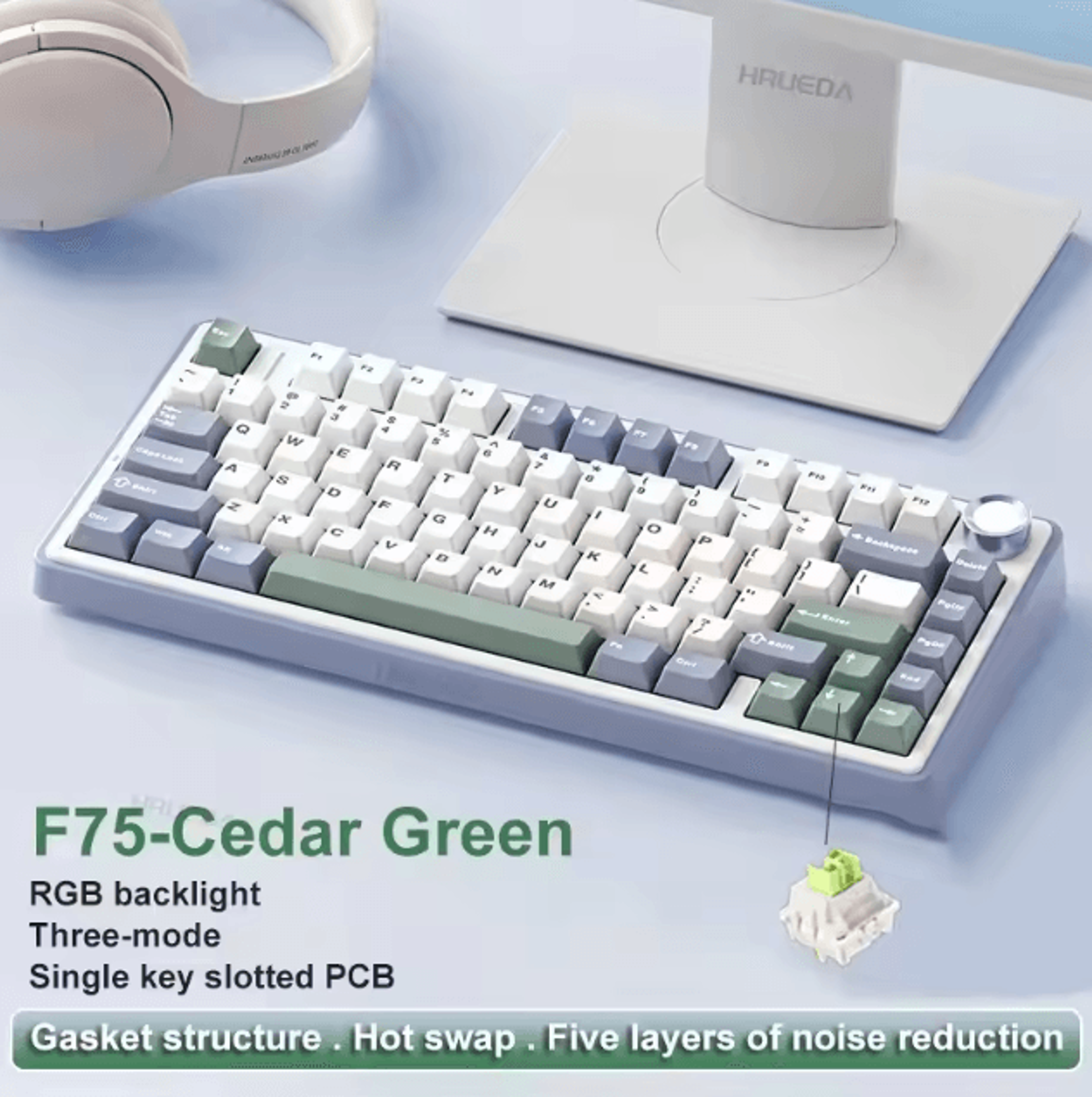 AULA F75 Wireless Mechanical Keyboard With Triple Mode Connection And RGB Lighting 12