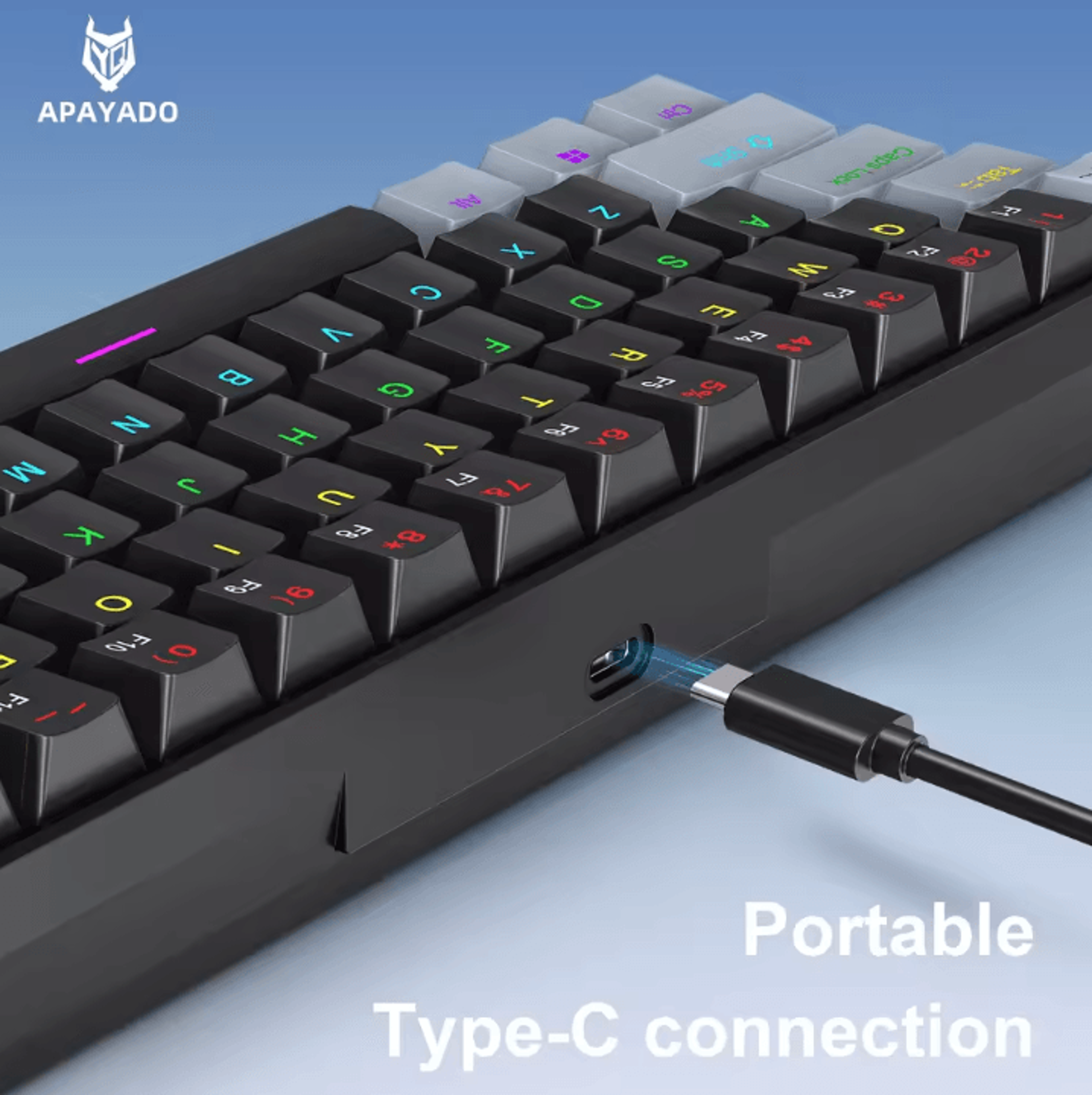 APAYADO K61 Mini Mechanical Keyboard Wired 61 Keys Phantom RGB Portable Gaming Keyboard 5