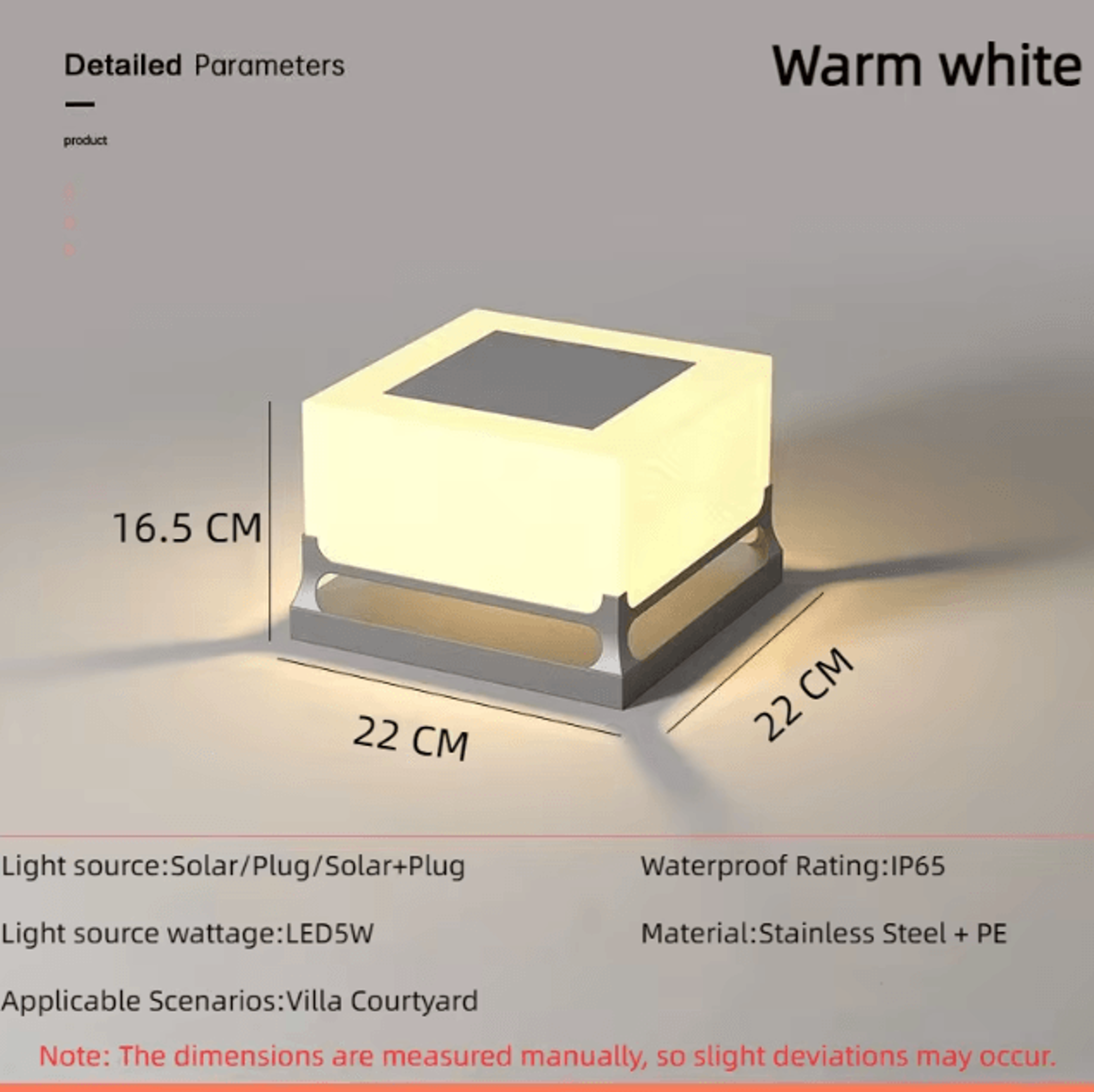 Modern Solar Outdoor Waterproof Decorative Door Post Light Yard Patio Pathway Wall Pillar Lamp 5