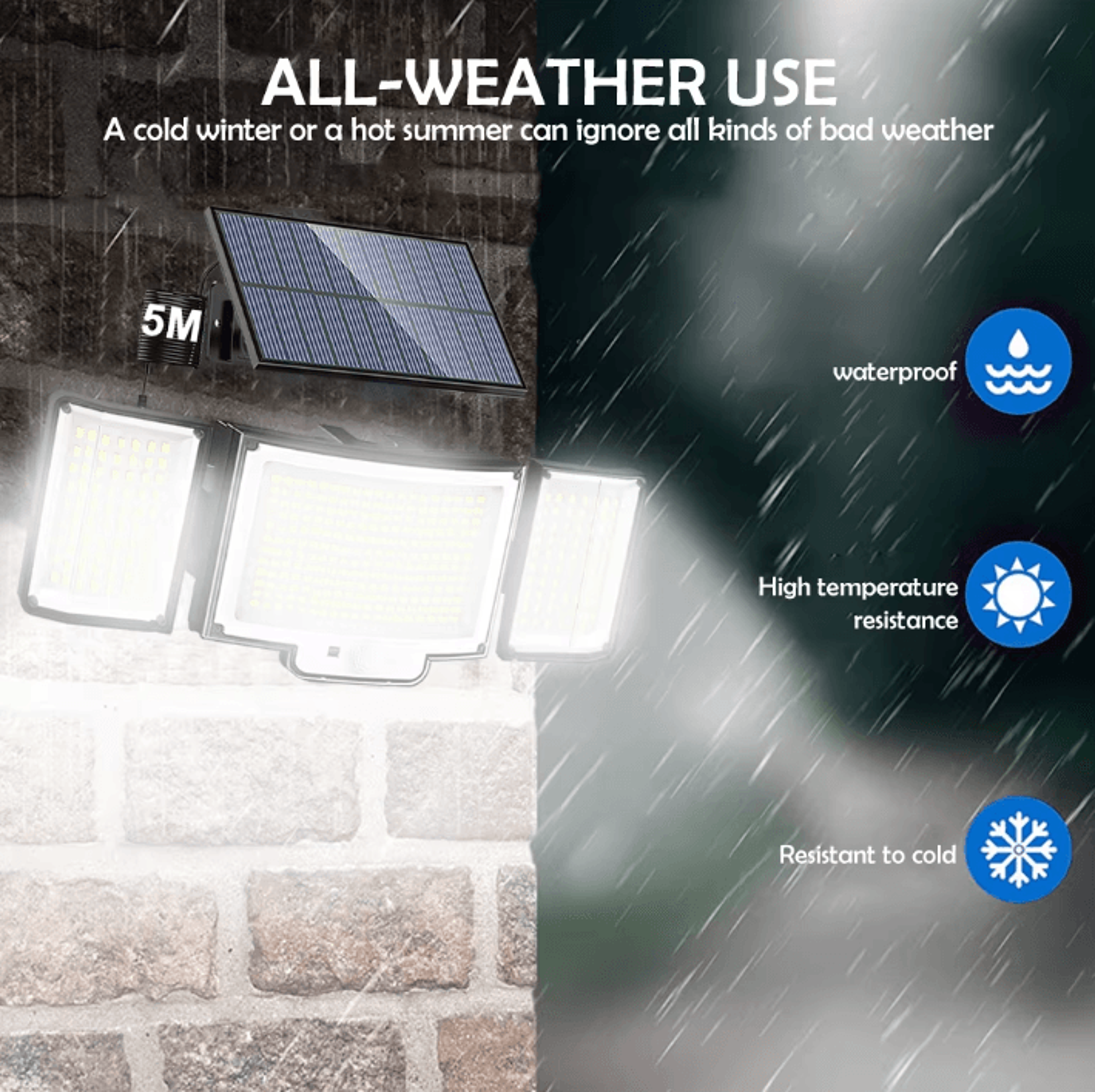 366 LED Solar Motion Sensor Outdoor Security Lights With 3 Heads Waterproof Garden Flood Light 3