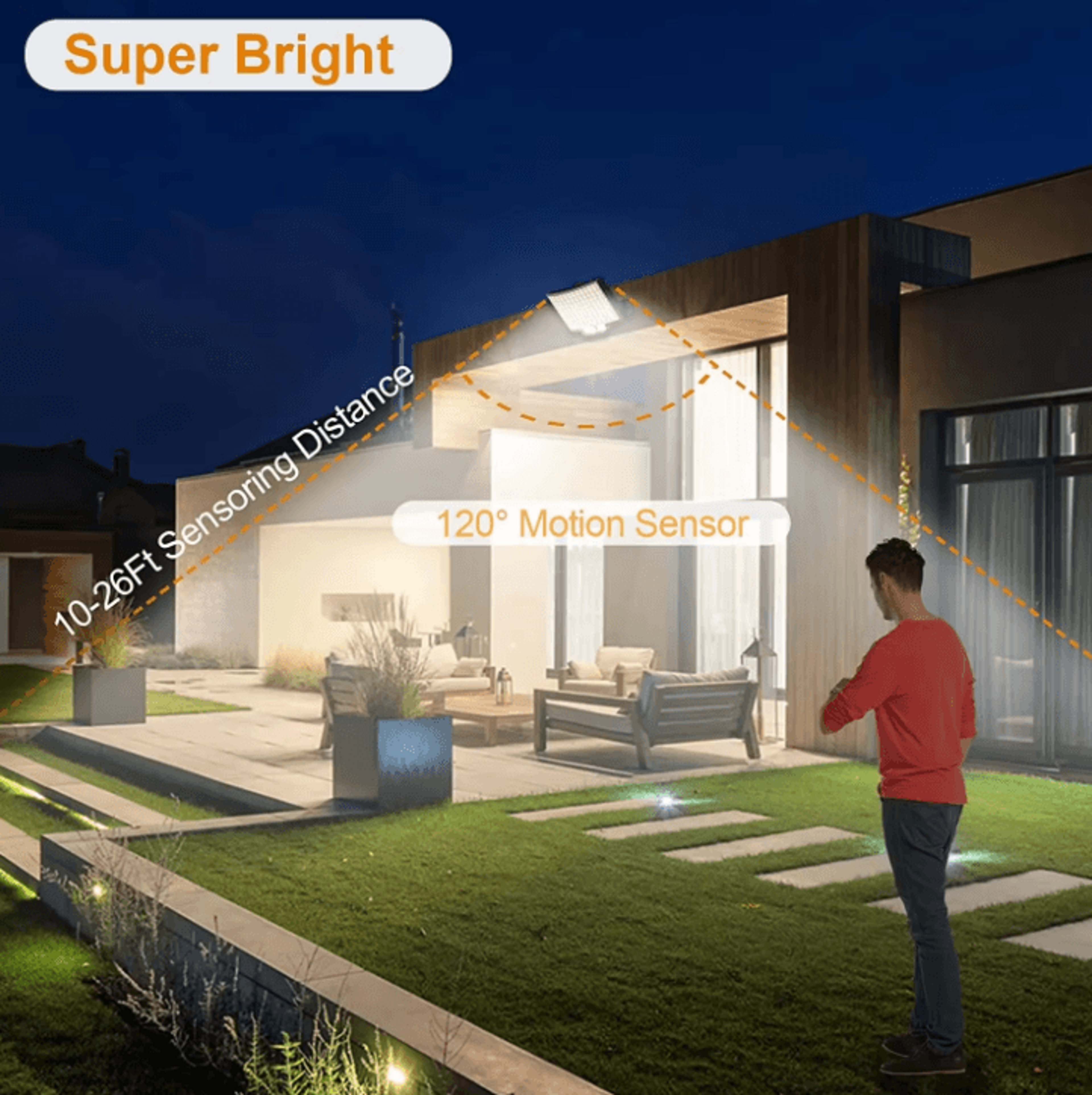Solar 3Mode Split Outdoor Motion Sensor Floodlight With Remote Control 3