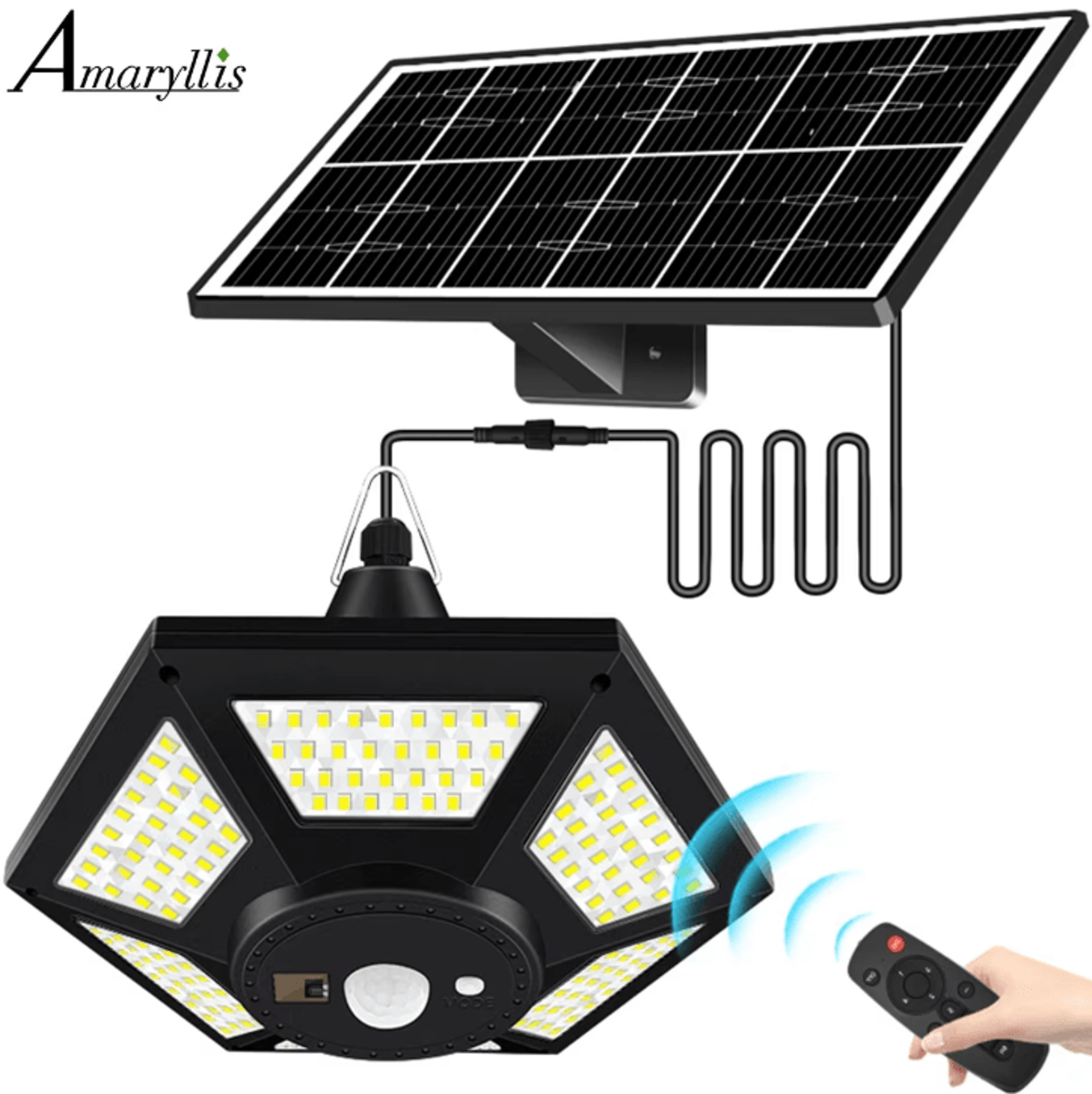 Solar 180 LED Pendant Shed Light  1000 LM RemoteControlled IndoorOutdoor Solar Lamp 0