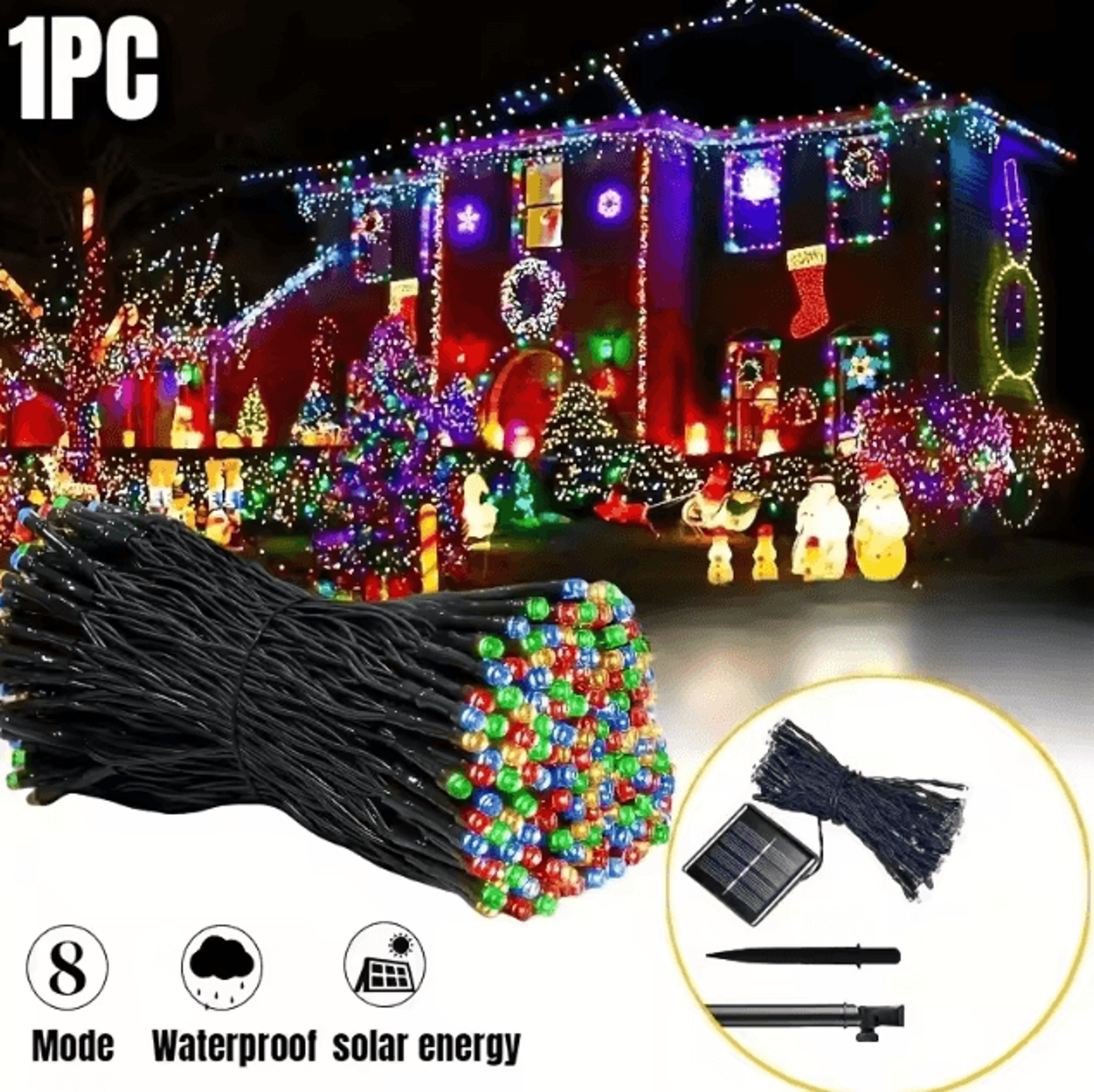 Solar LED Starry Sky String Lights  8 Modes Outdoor Yard  Party Decor 11