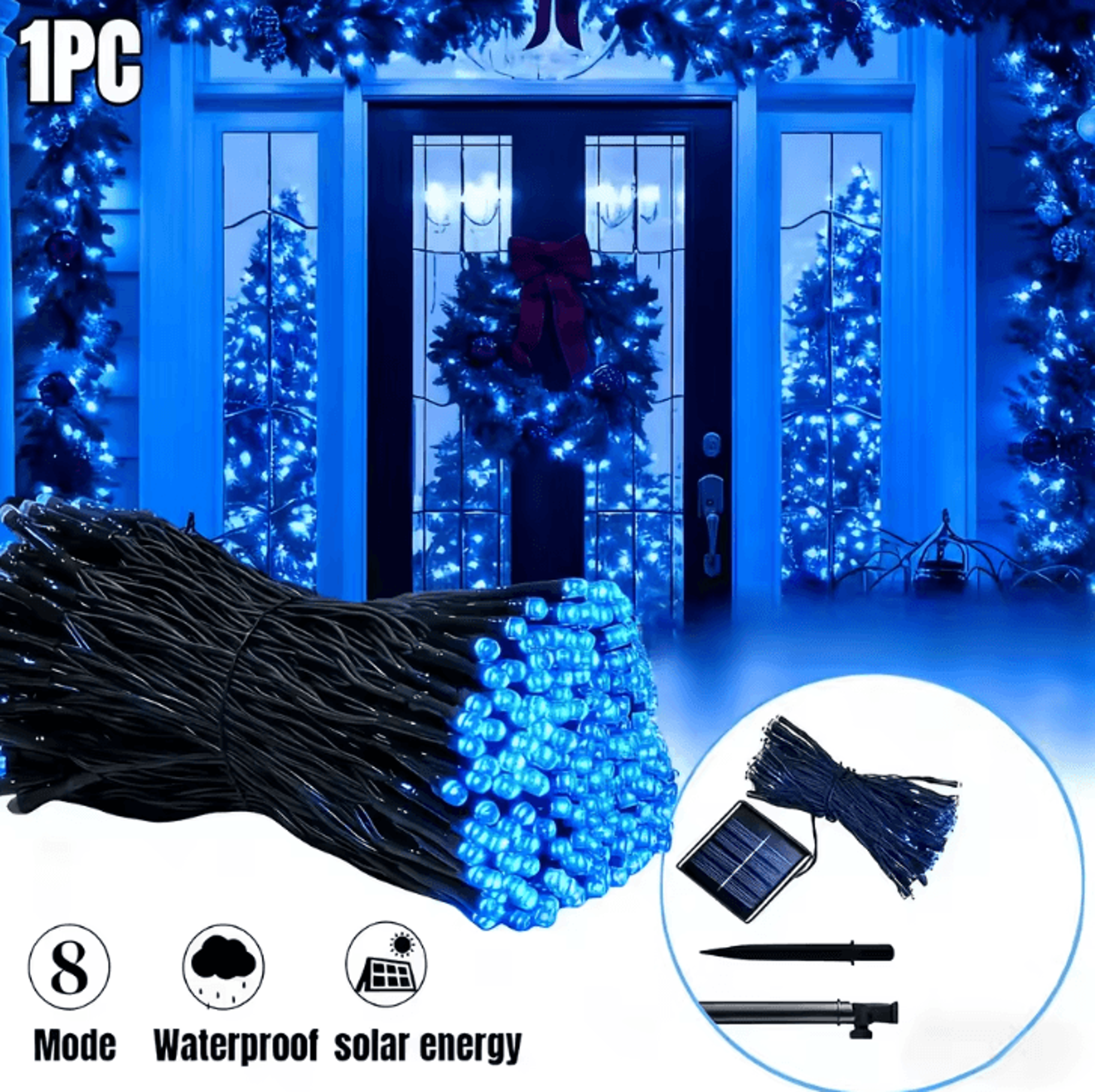 Solar LED Starry Sky String Lights  8 Modes Outdoor Yard  Party Decor 5
