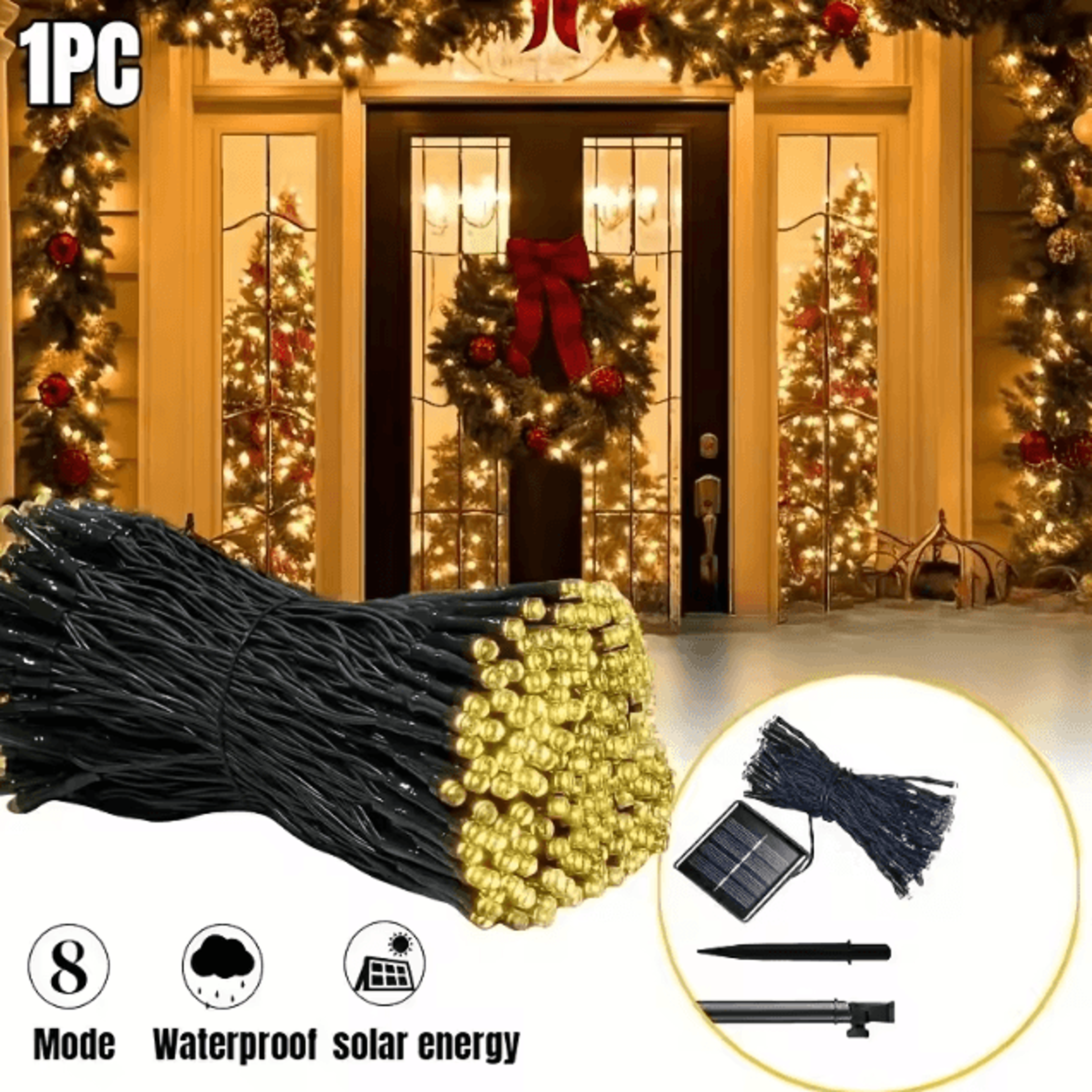 Solar LED Starry Sky String Lights  8 Modes Outdoor Yard  Party Decor 6