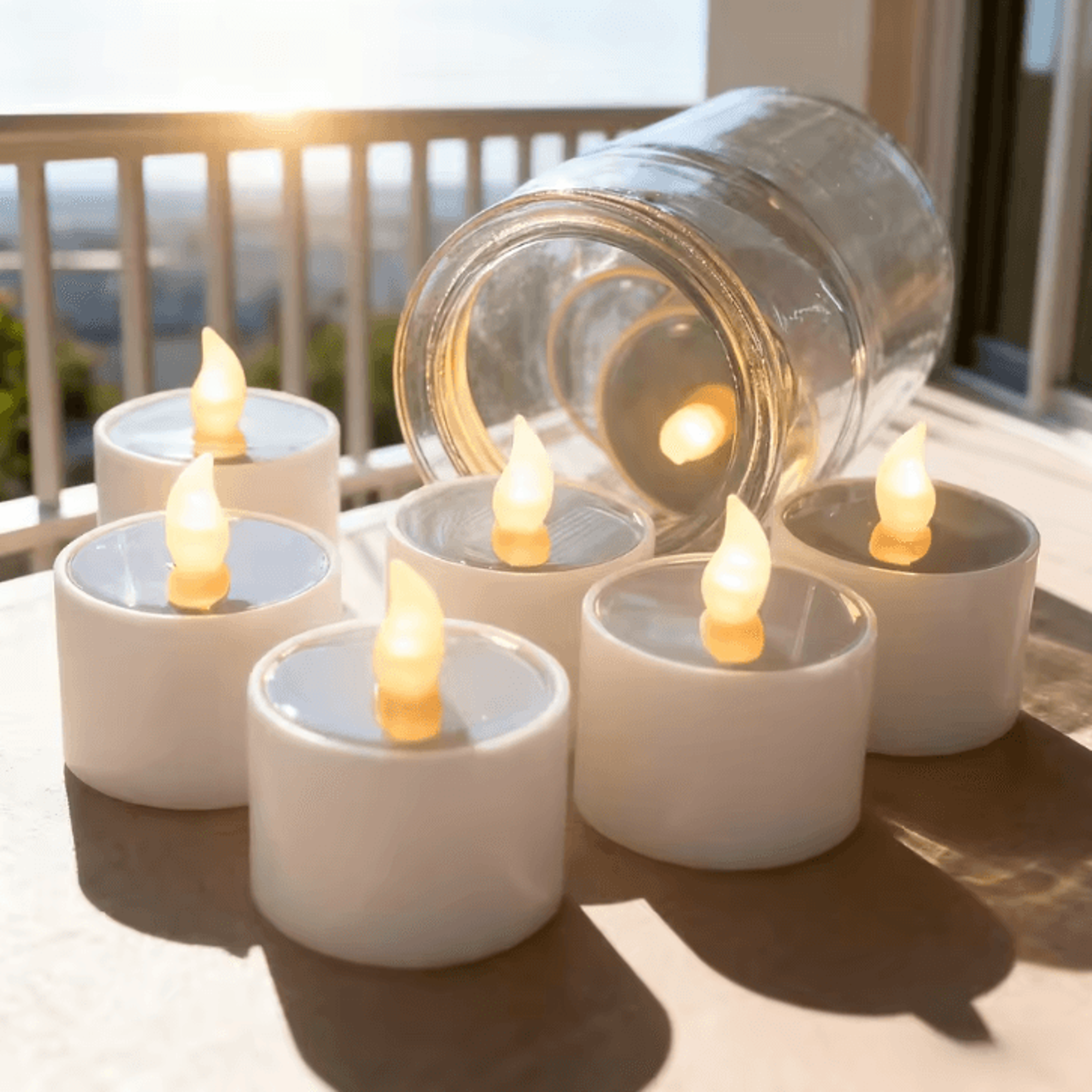 Solar LED Tea Light Candle Set  6 Pack Waterproof DusktoDawn Outdoor Lighting 5
