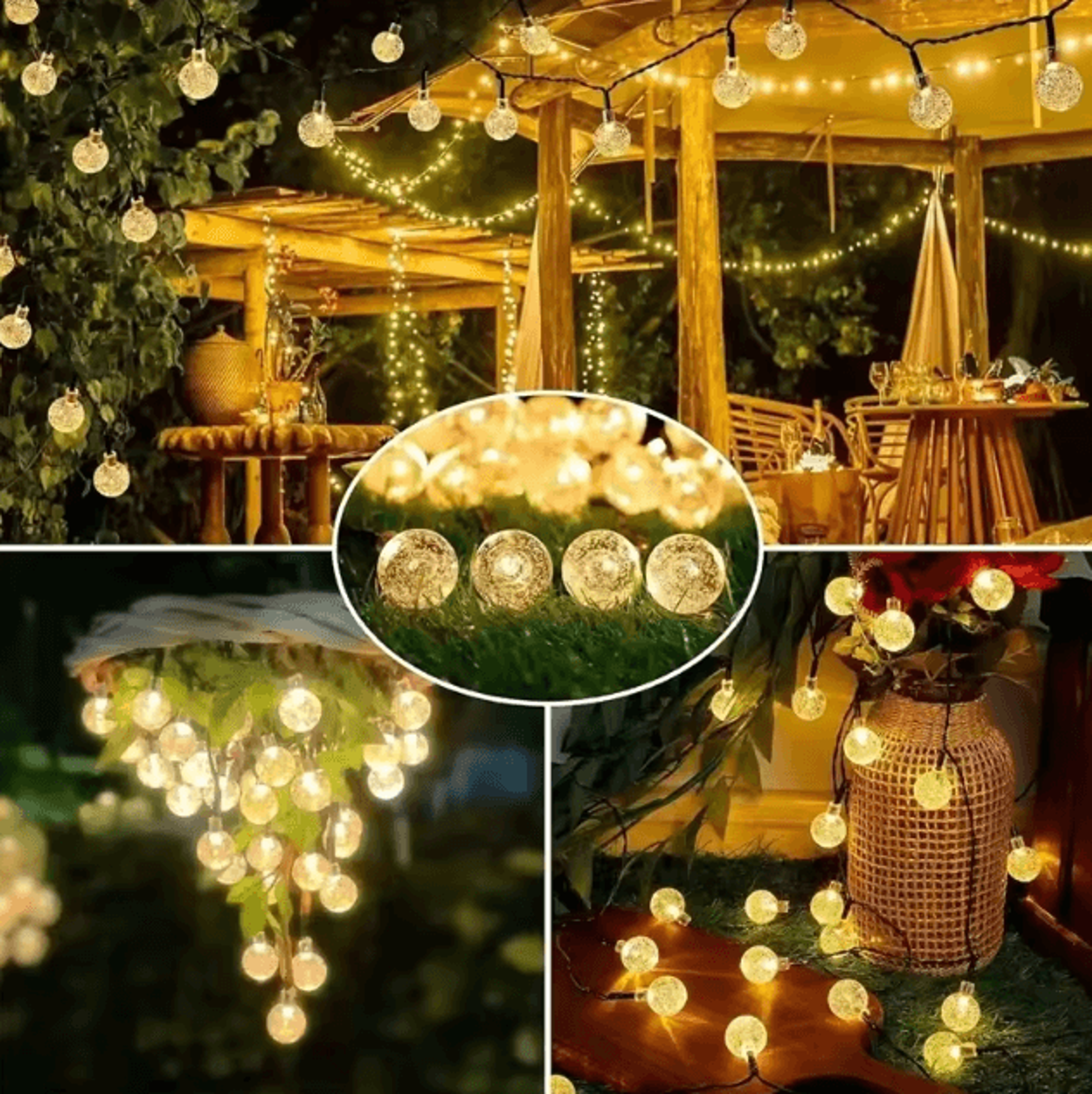 Solar Outdoor Bubble Ball String Lights  Waterproof LED Atmosphere Lighting For Yard Patio  Parties 2
