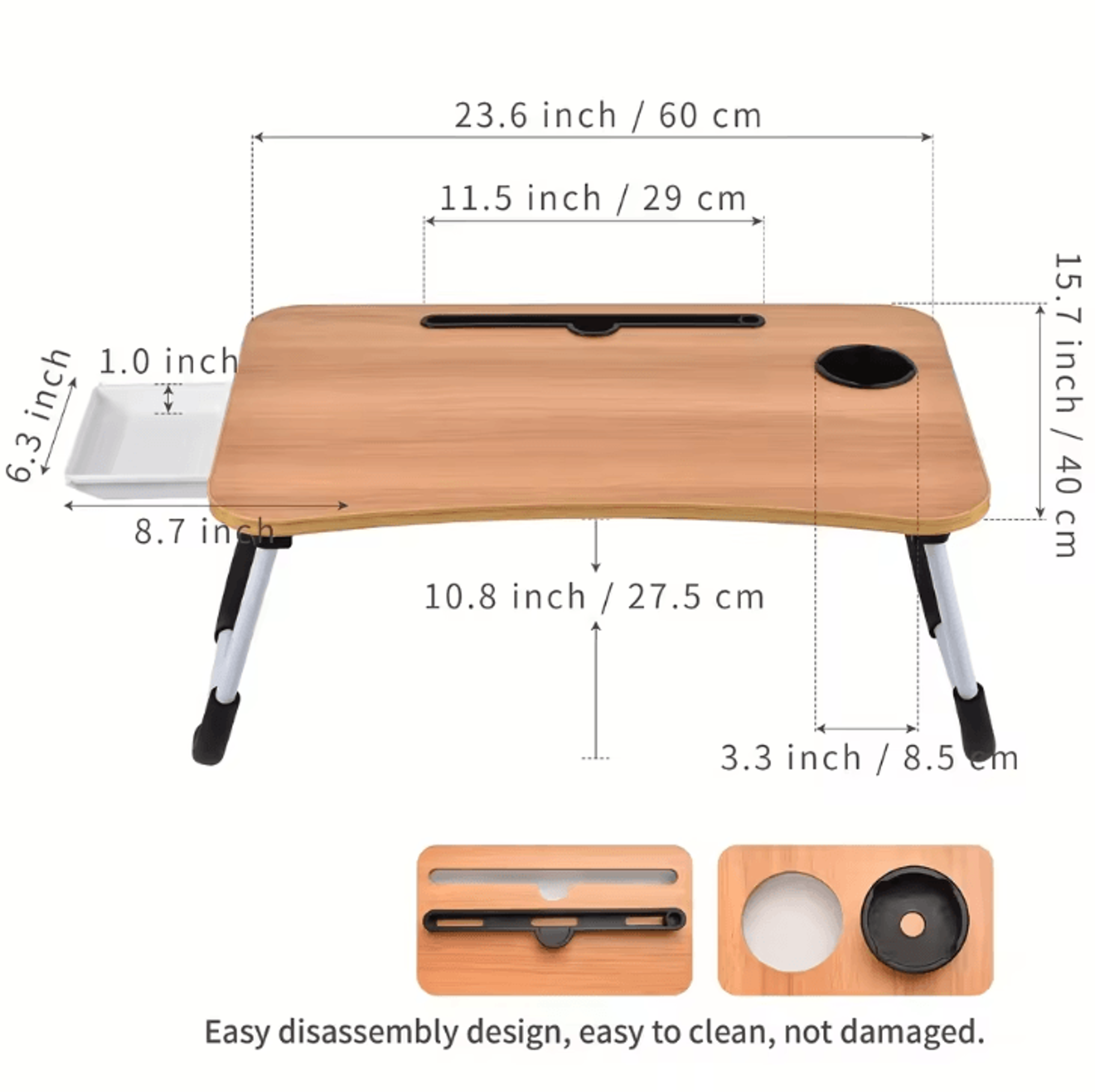 ExtraLarge Portable Laptop Bed Desk  MultiFunctional Foldable Tray Stand With Cup Holder And Drawer 4