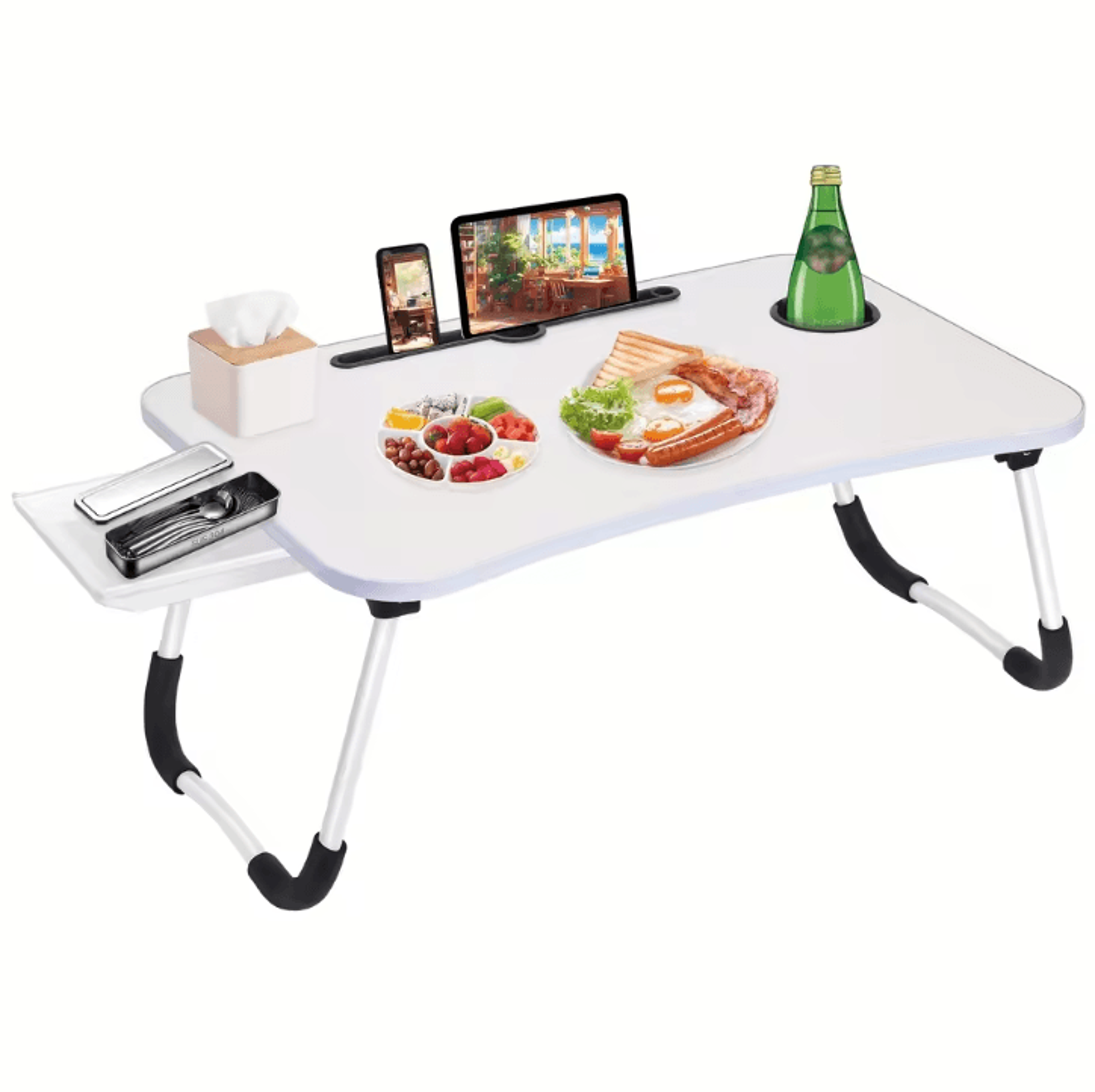 ExtraLarge Portable Laptop Bed Desk  MultiFunctional Foldable Tray Stand With Cup Holder And Drawer 7