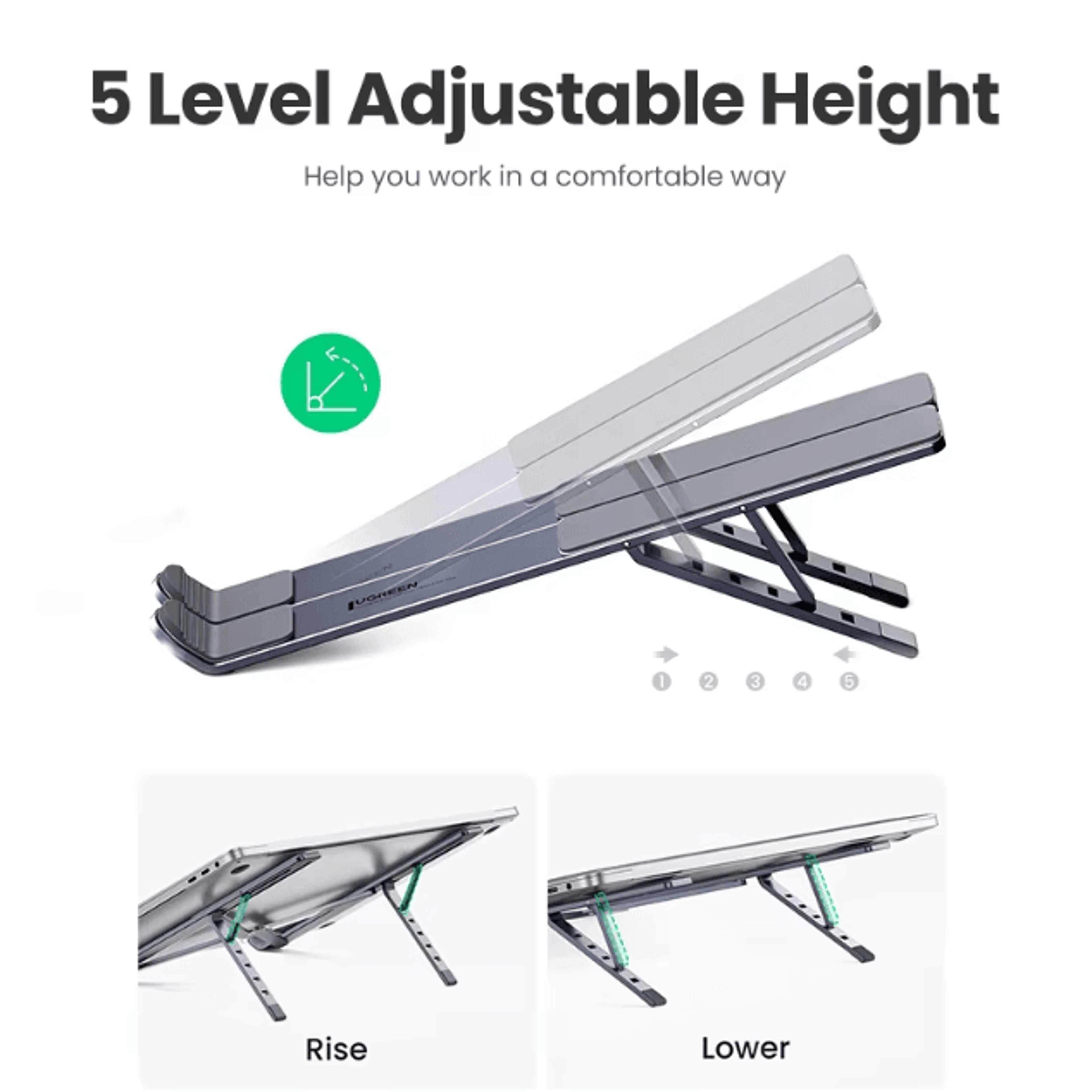UGREEN Foldable Aluminum Laptop Stand Holder For MacBook Air Pro And More 3