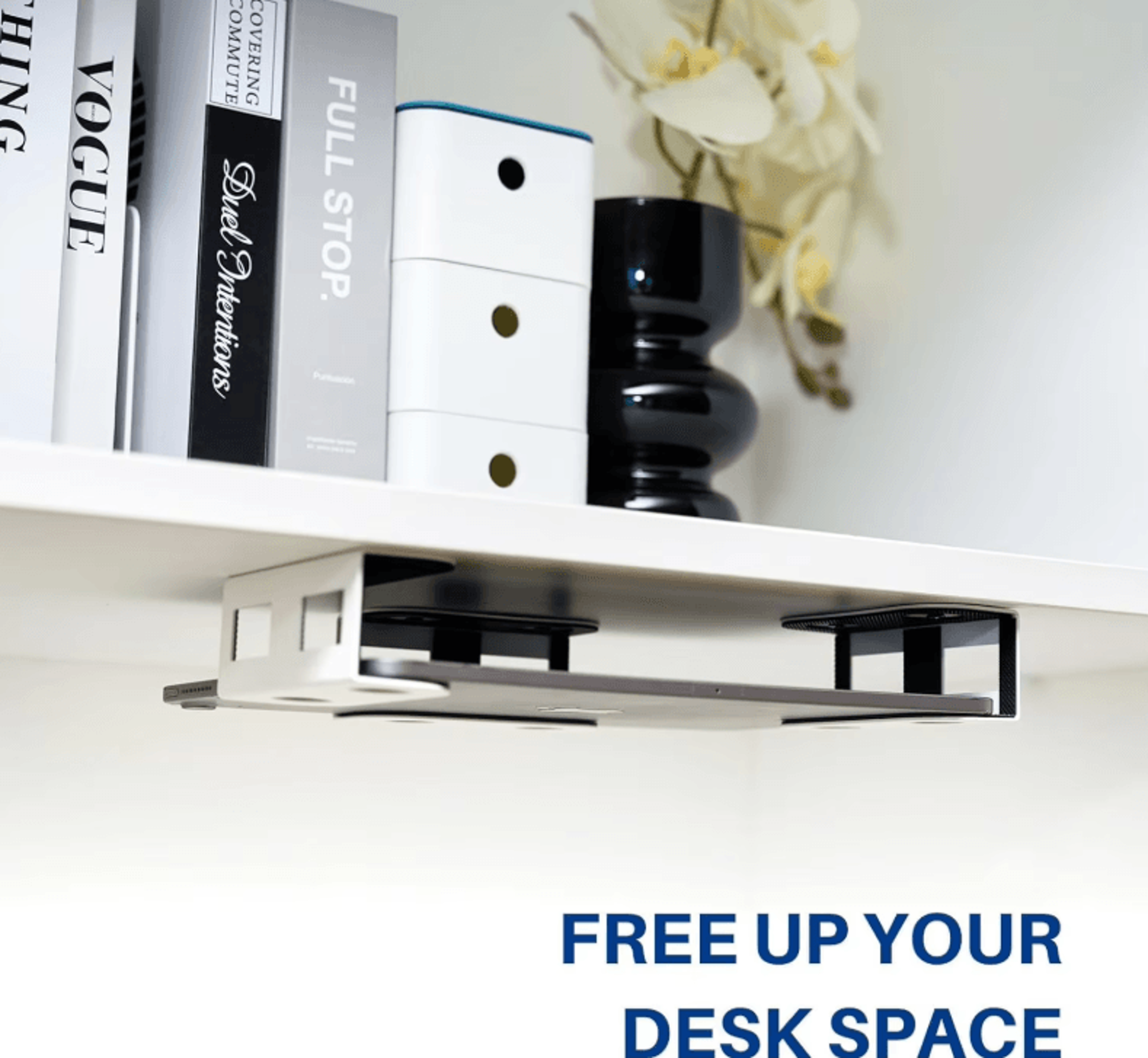 Under Desk Metal Laptop Mount Shelf Holder With AntiScratch Silicone For Mac Mini MacBook Keyboard 1