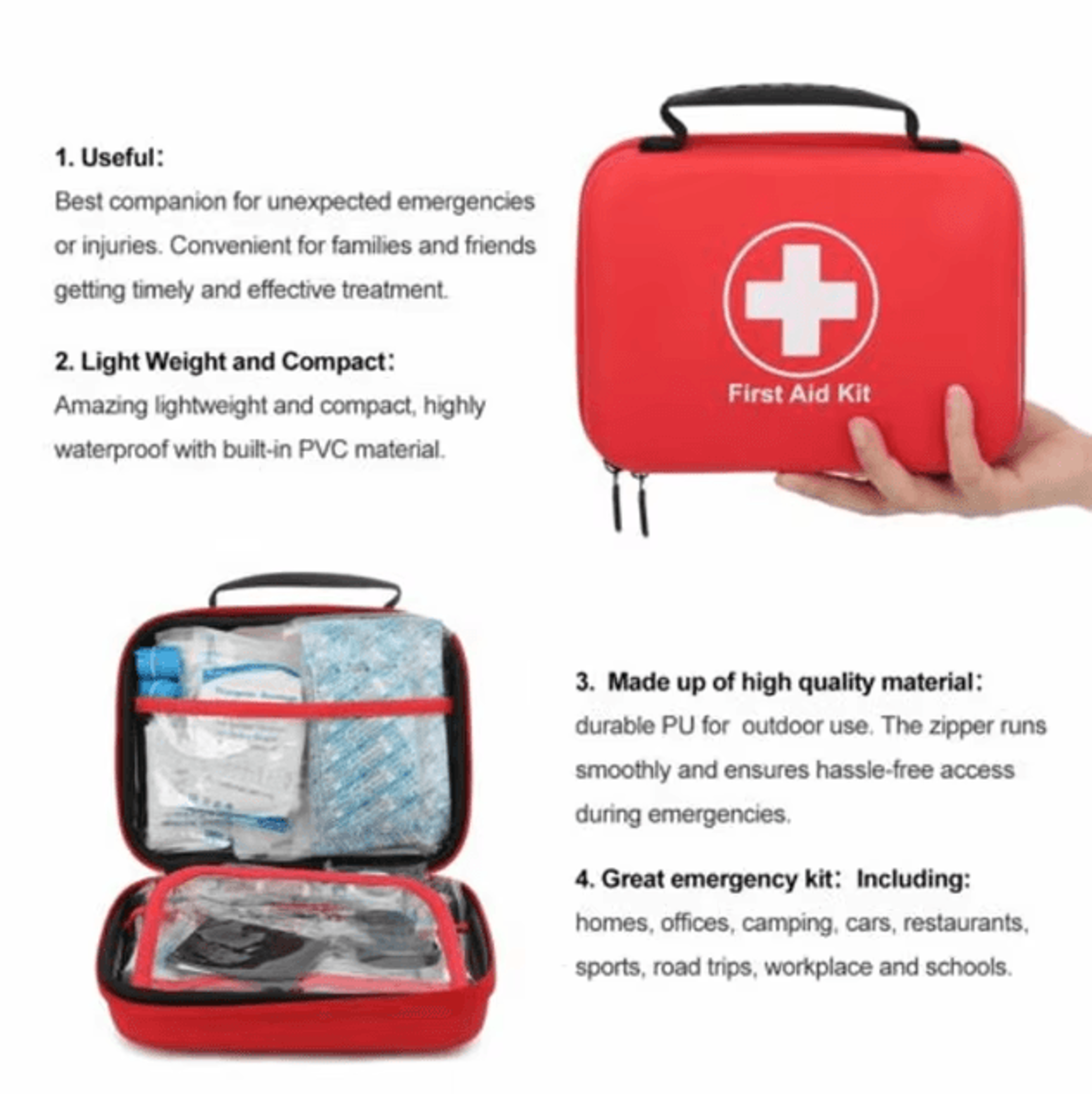 38Piece Essential First Aid Kit  Portable Medical Set For Home Camping Hiking  Travel 2