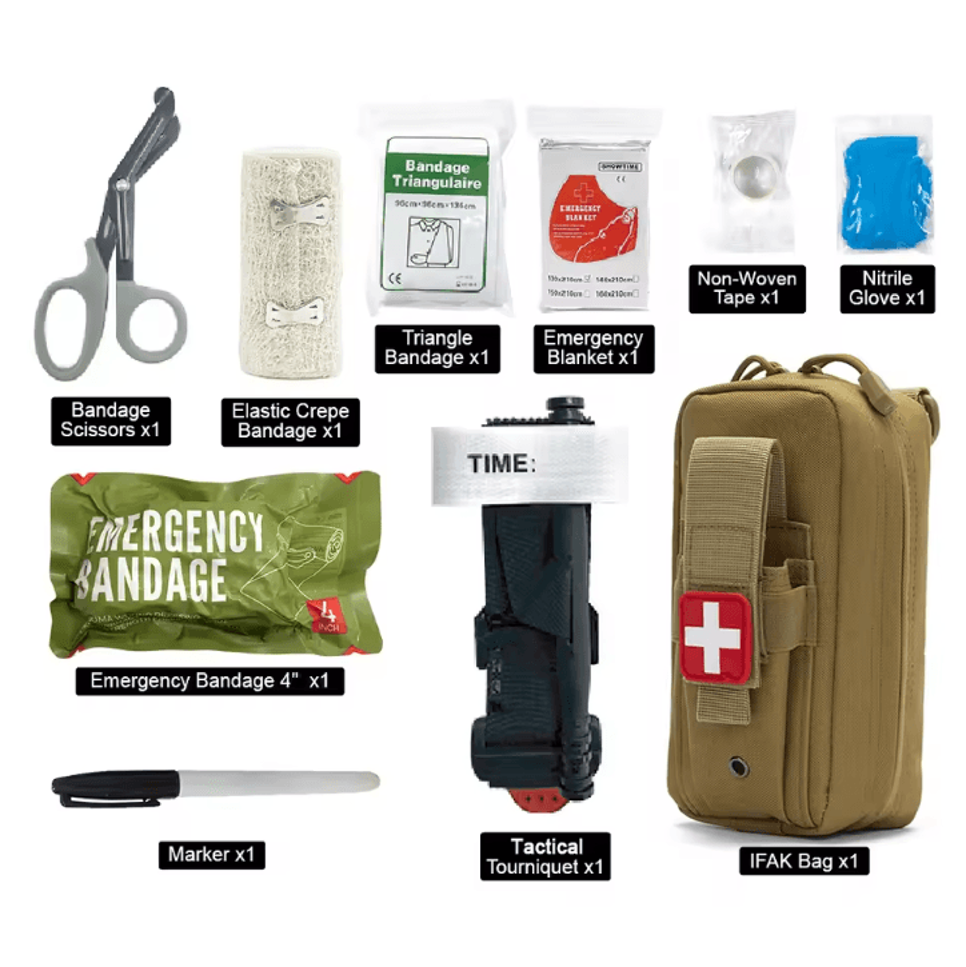 10Piece IFAK Tactical Molle Pouch First Aid Kit  Portable Survival Medical Set For Outdoor Camping  8