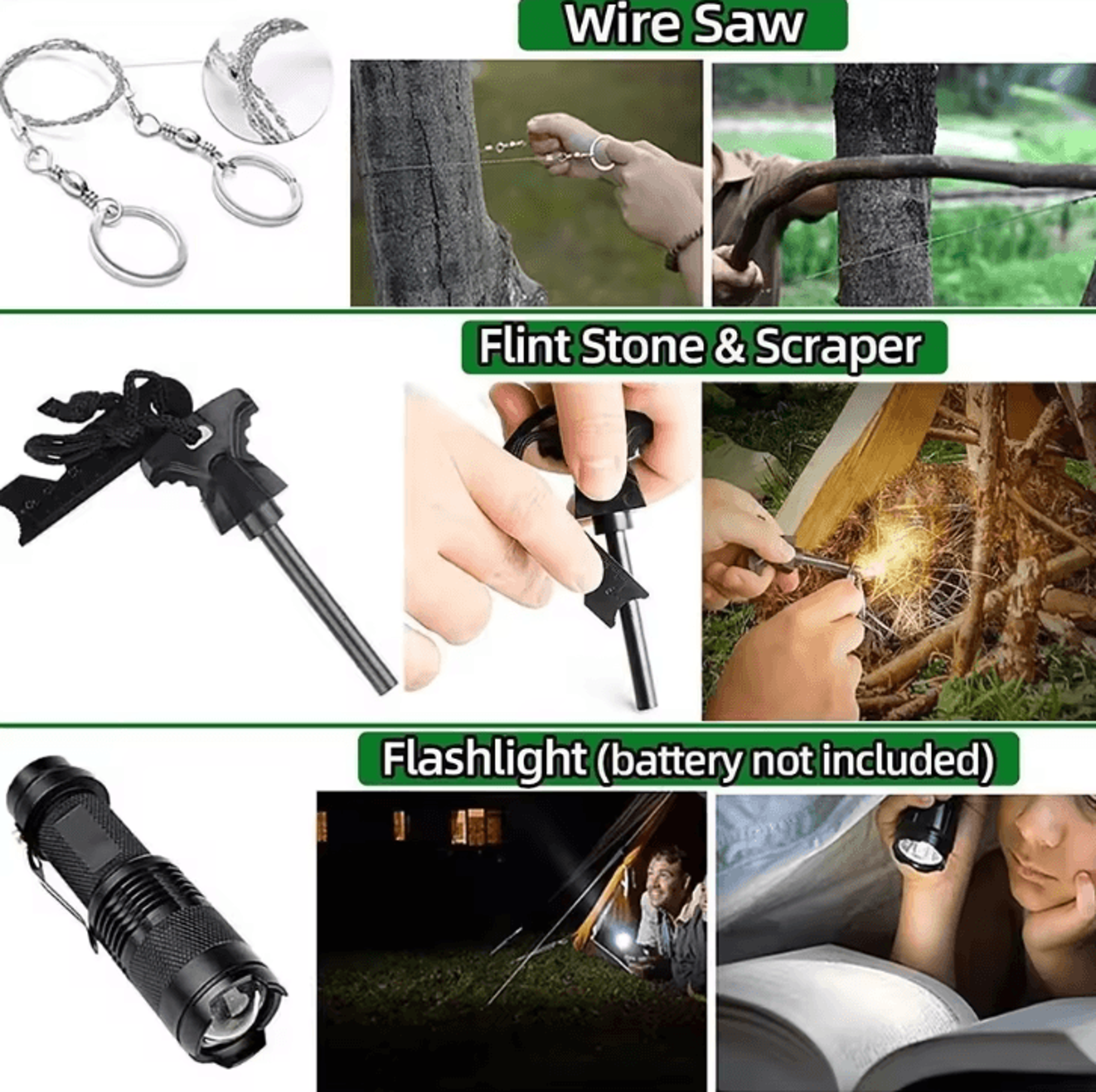 13Piece Outdoor Survival Tool Kit  MultiFunction Adventure Camping  Emergency Gear Set 2