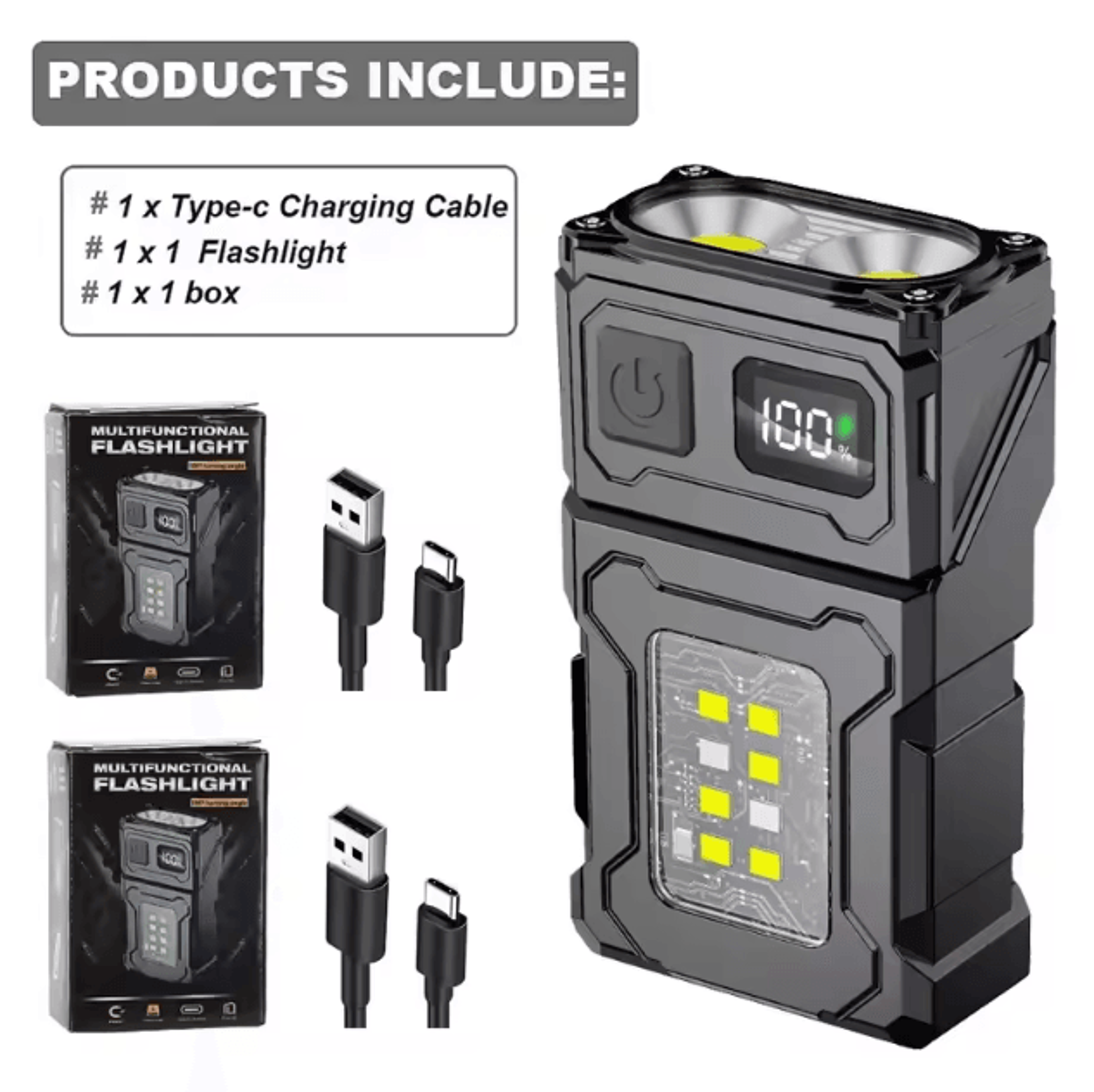 USB Rechargeable Mini Flashlight With COB Emergency Light  Super Bright Portable Torch For Camping  6