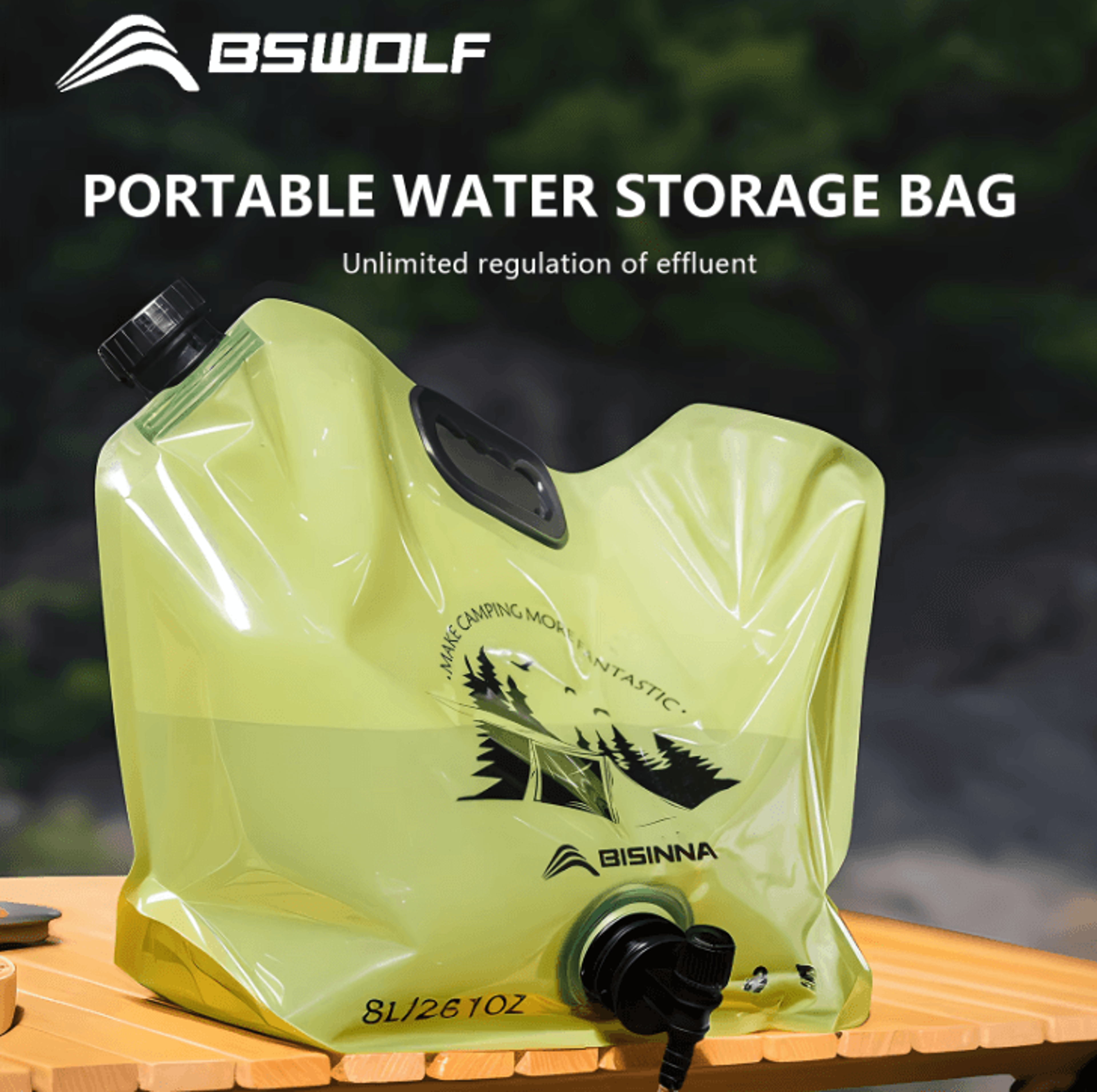 BSWOLF Outdoor Mini Folding Water Bag 8L  Large Capacity Portable Camping Water Storage Bag 0