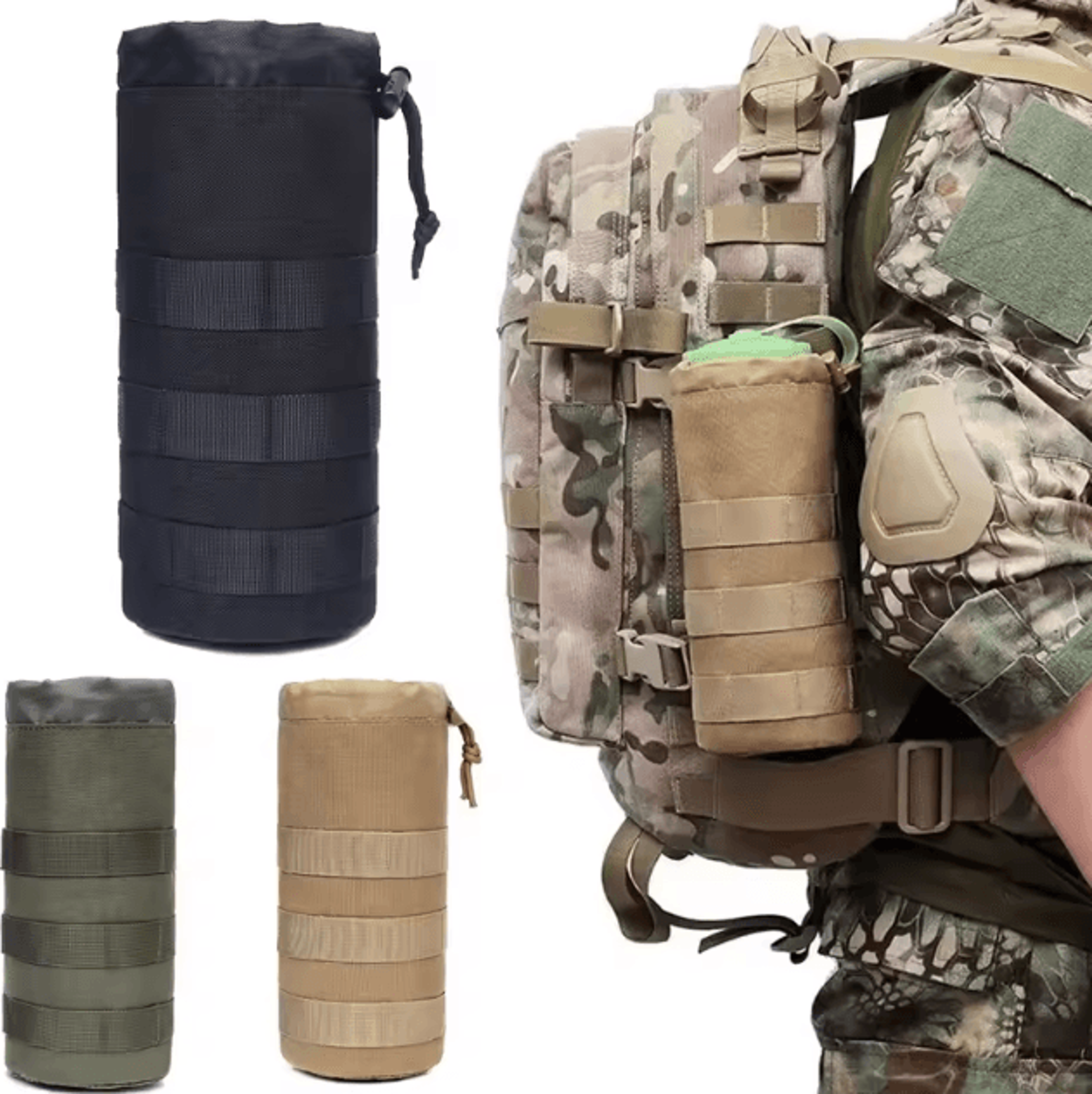 Tactical MOLLE Water Bottle Pouch  Outdoor Hydration Carrier For Camping Hiking  Travel 0