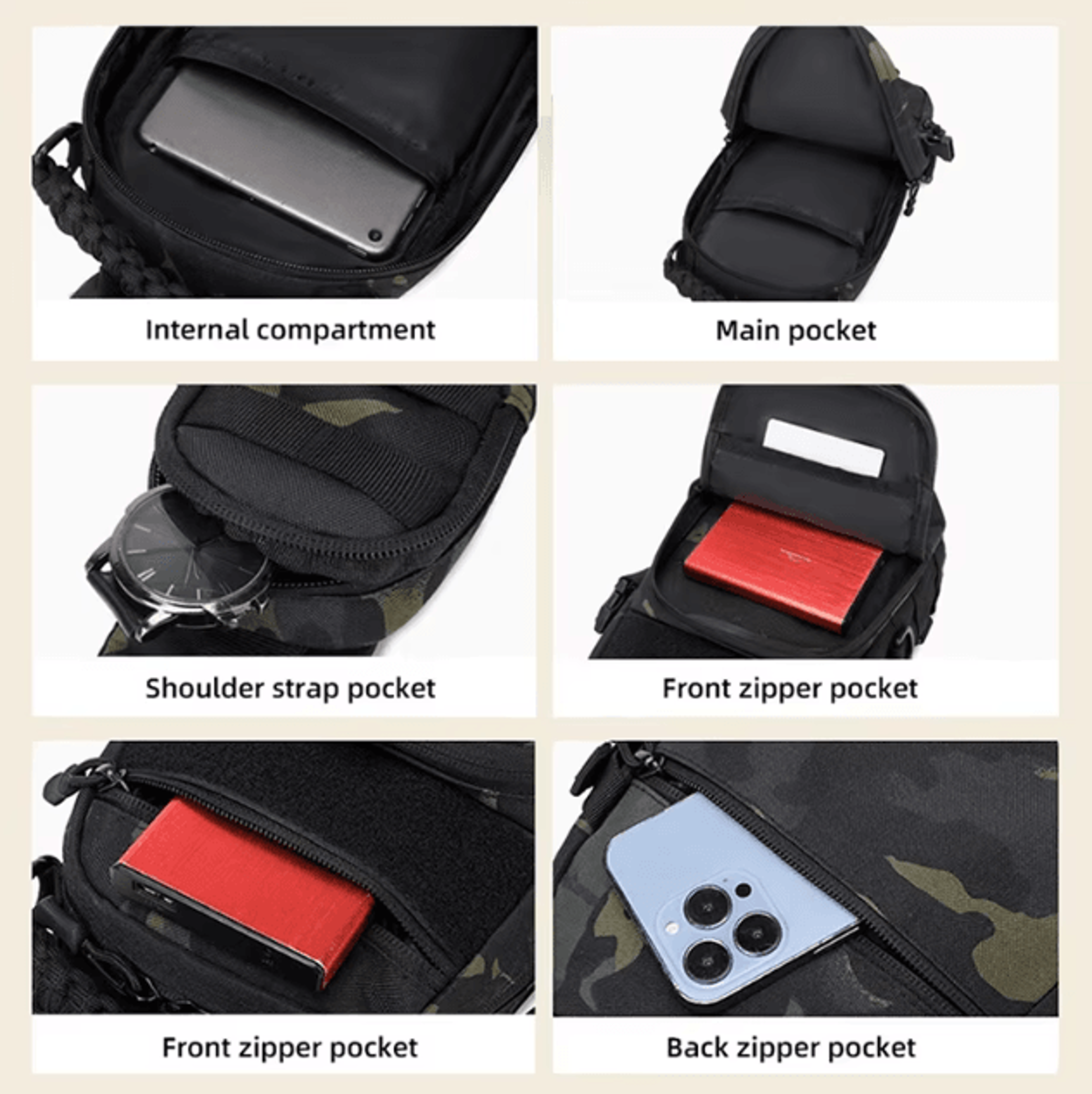 Tactical MOLLE Chest Sling Bag  Outdoor Sports Shoulder Pack For Hiking Cycling  Travel 4