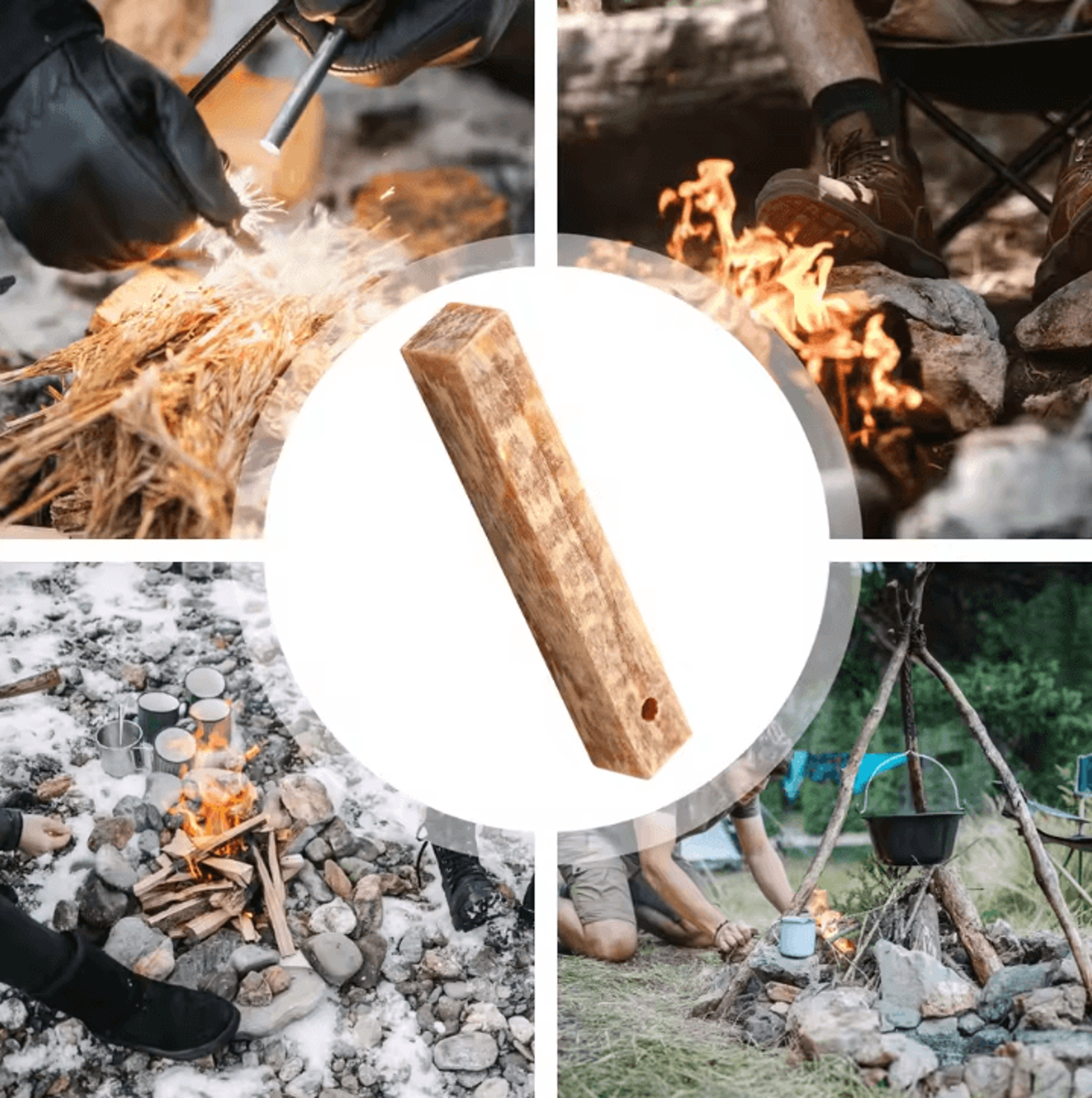 2 Piece Rafford Natural Pine Wood Fire Starter Matches  Outdoor Camping Survival Ignition Sticks 2P 4
