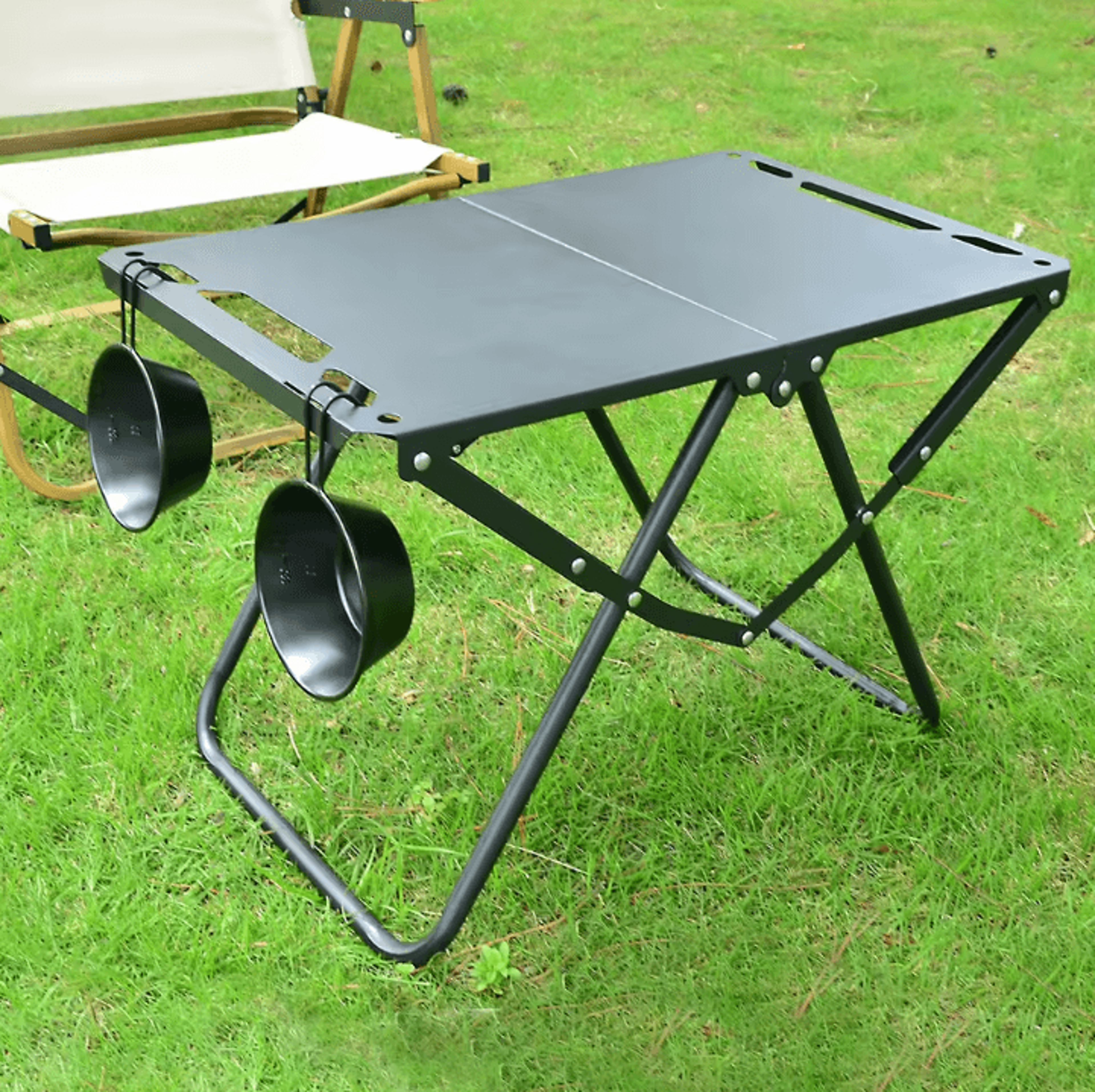 Portable Foldable Beach Picnic Table Lightweight Camping Table For Sand With Hanging Edge Storage F 0