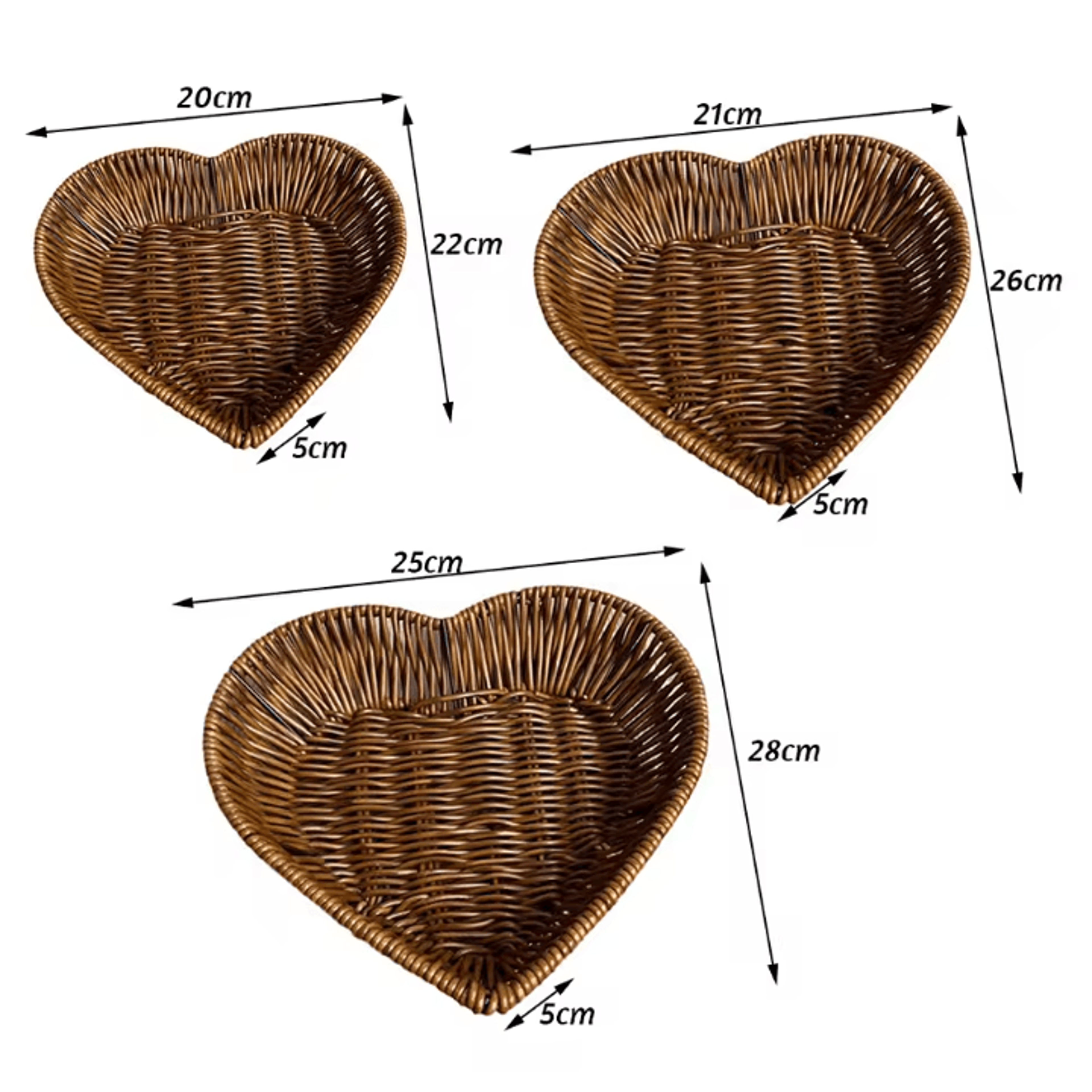 HeartShaped Woven Rattan Storage Basket  Decorative Bread  Fruit Serving Organizer 5