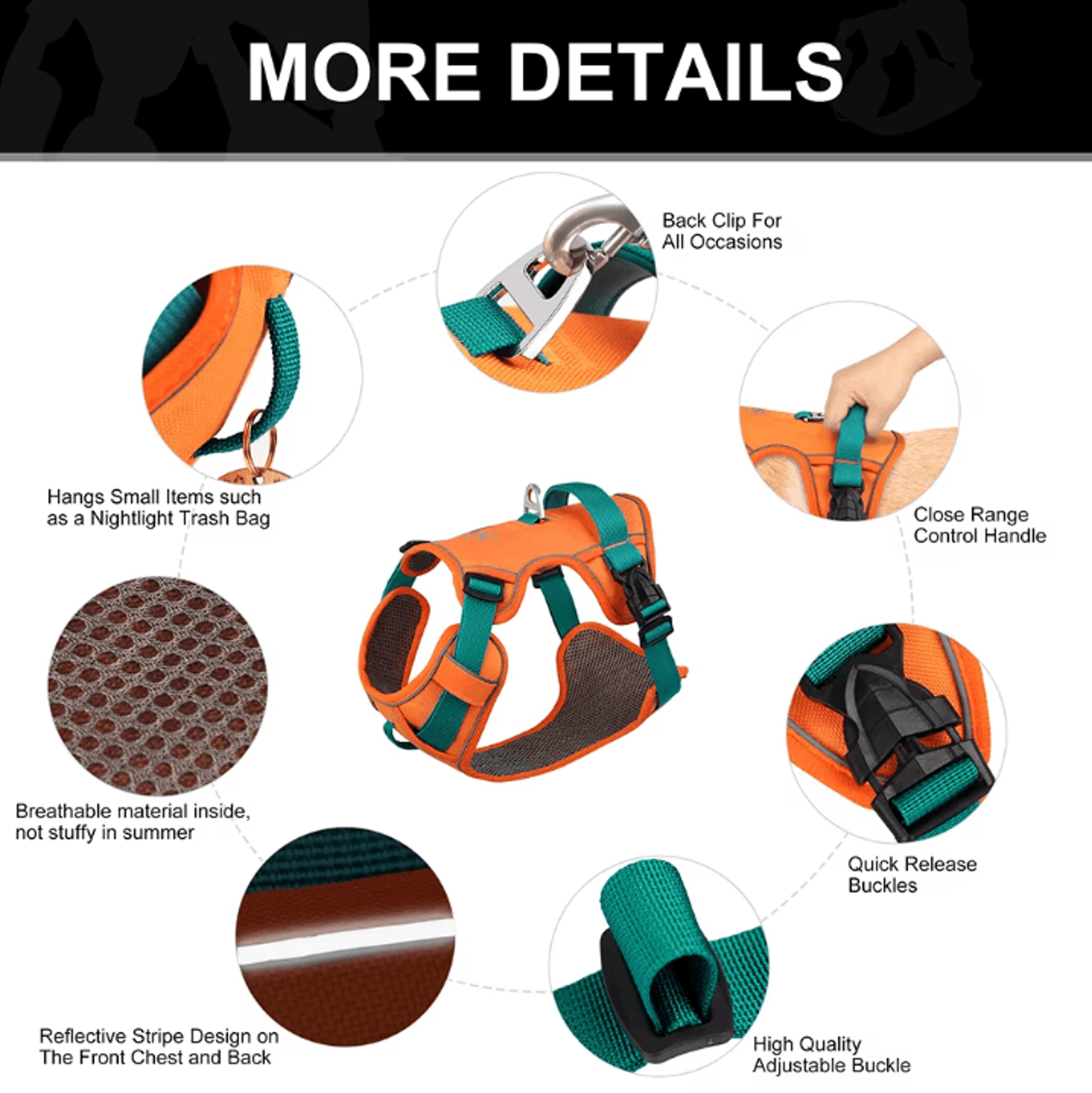 Breathable Reflective Dog Harness Vest  Adjustable Nylon Pet Training Harness For Small Medium  Lar 1