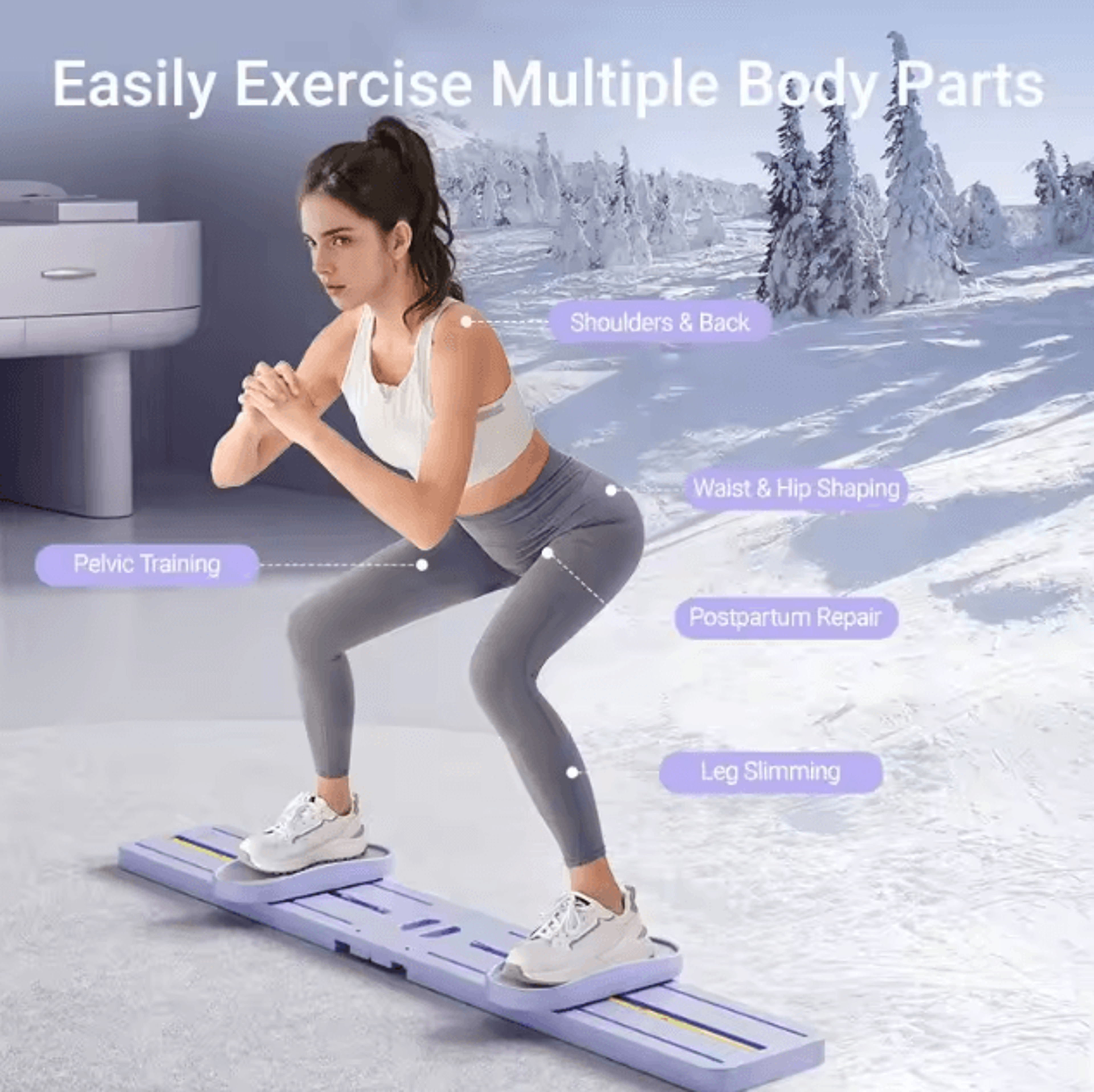 Foldable 3in1 Ski Trainer  Leg Pelvic  Hip Strengthener Home Gym Machine 1