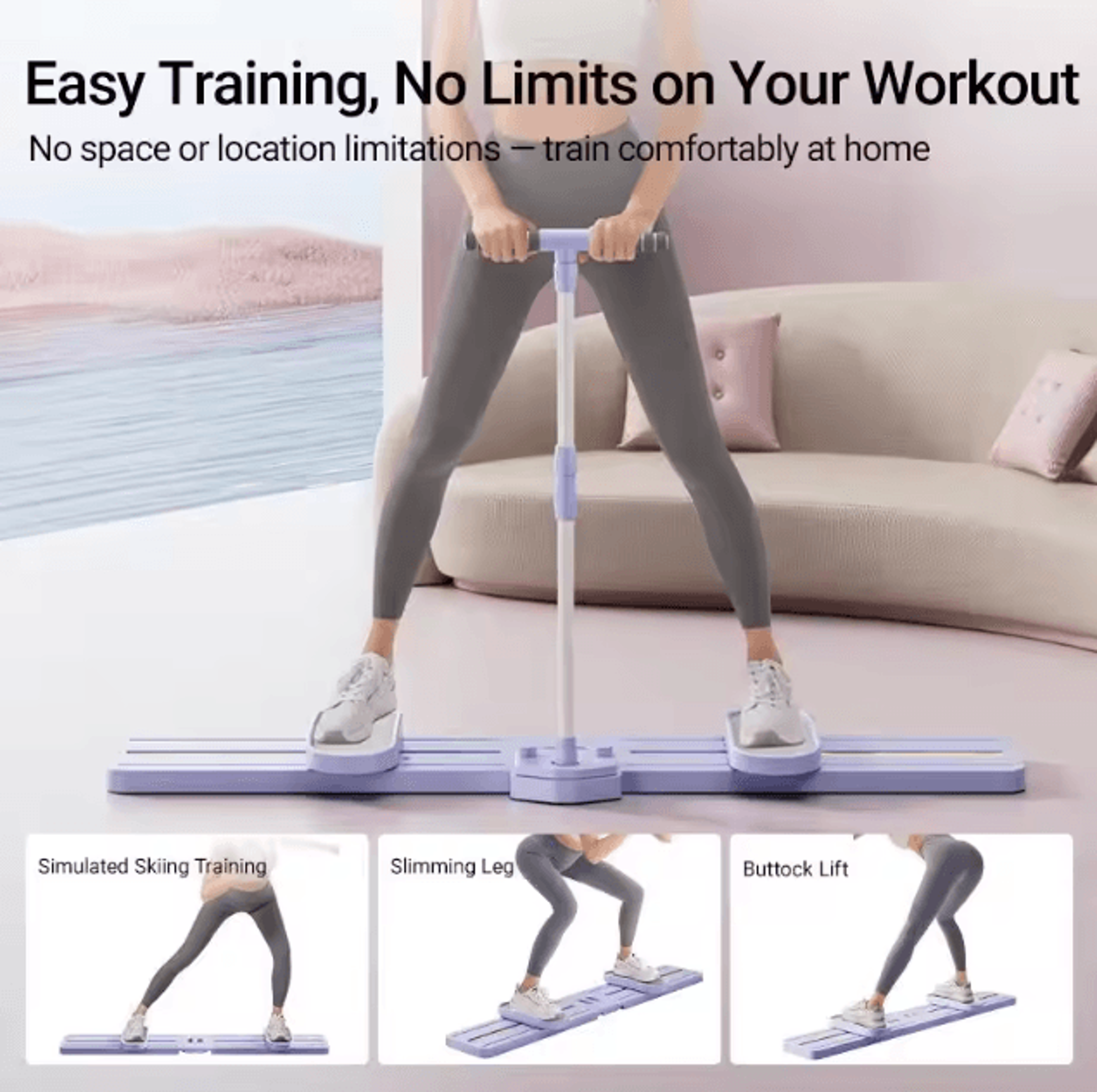 Foldable 3in1 Ski Trainer  Leg Pelvic  Hip Strengthener Home Gym Machine 4