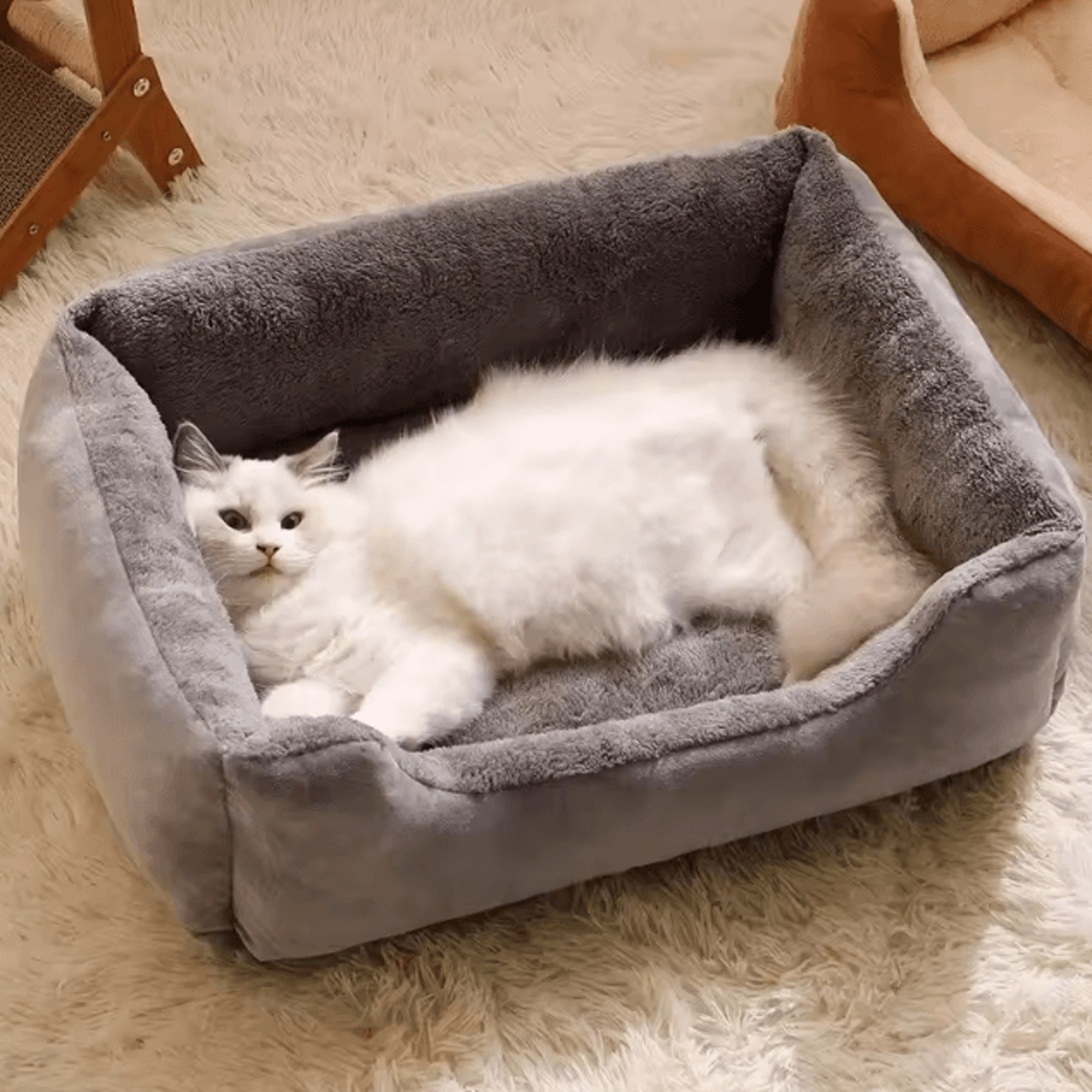 Cozy Winter Cat Cave Bed  Plush Enclosed Pet Bed For Cats  Small Dogs 1