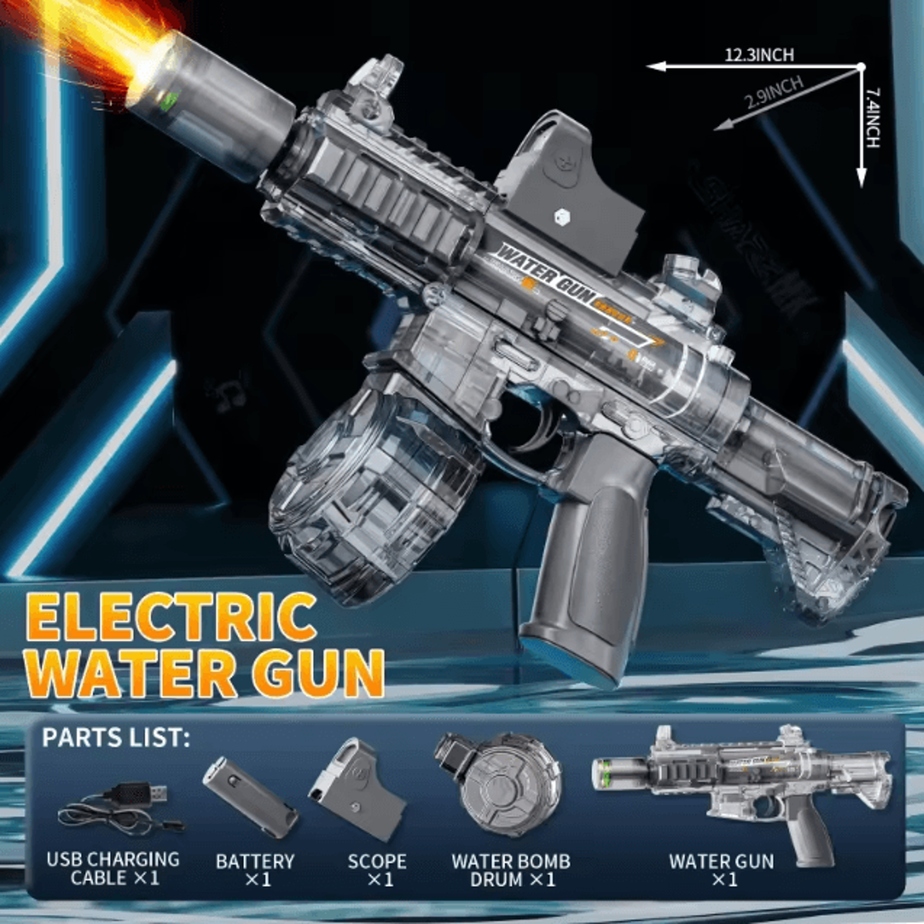 M416 LED Electric Water Gun  Automatic Continuous Water Blaster Toy For Kids 7