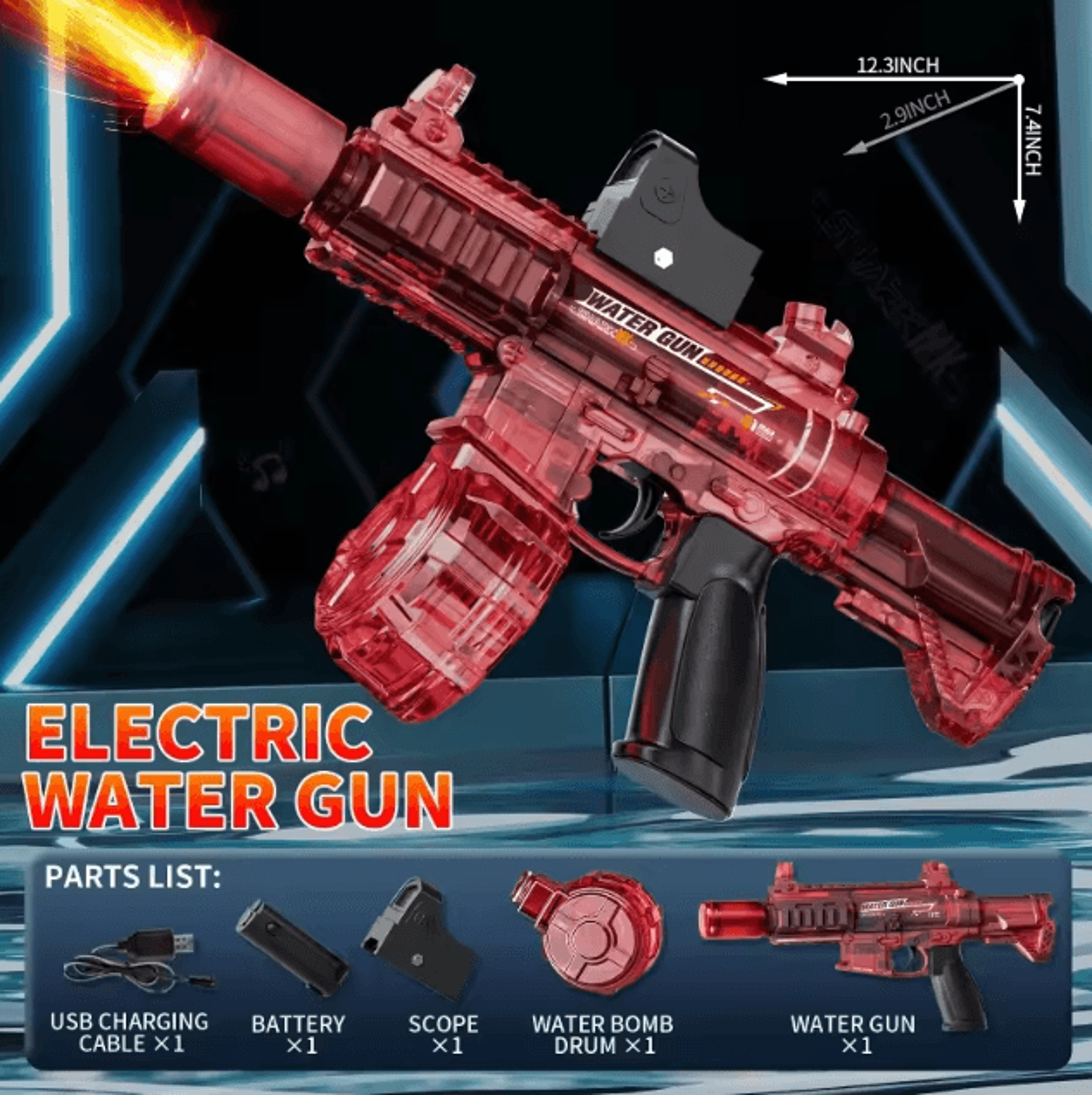 M416 LED Electric Water Gun  Automatic Continuous Water Blaster Toy For Kids 8