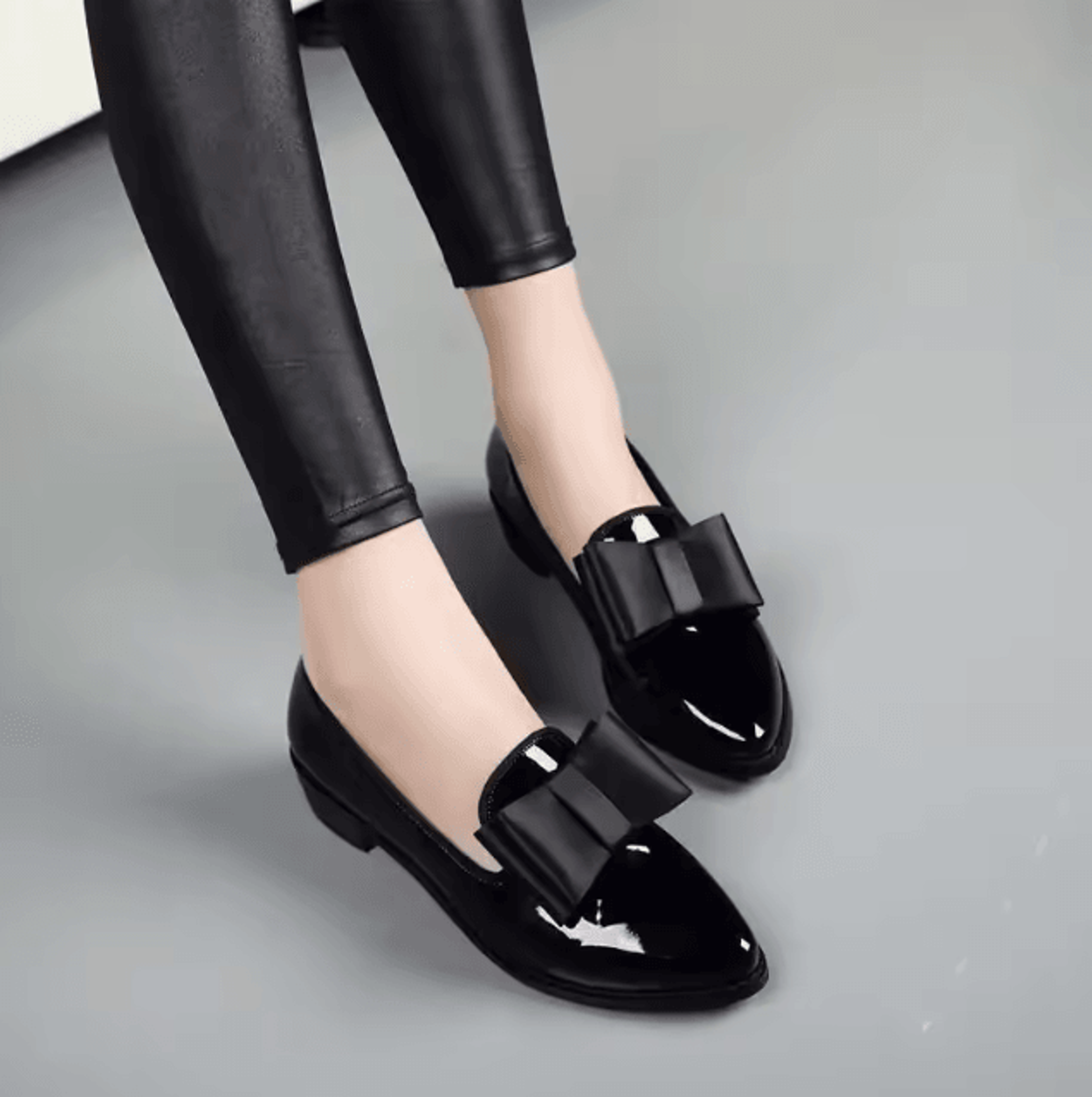Womens Bow Pointed Toe Loafers  Patent Leather SlipOn Flats For Casual  Office Wear 5