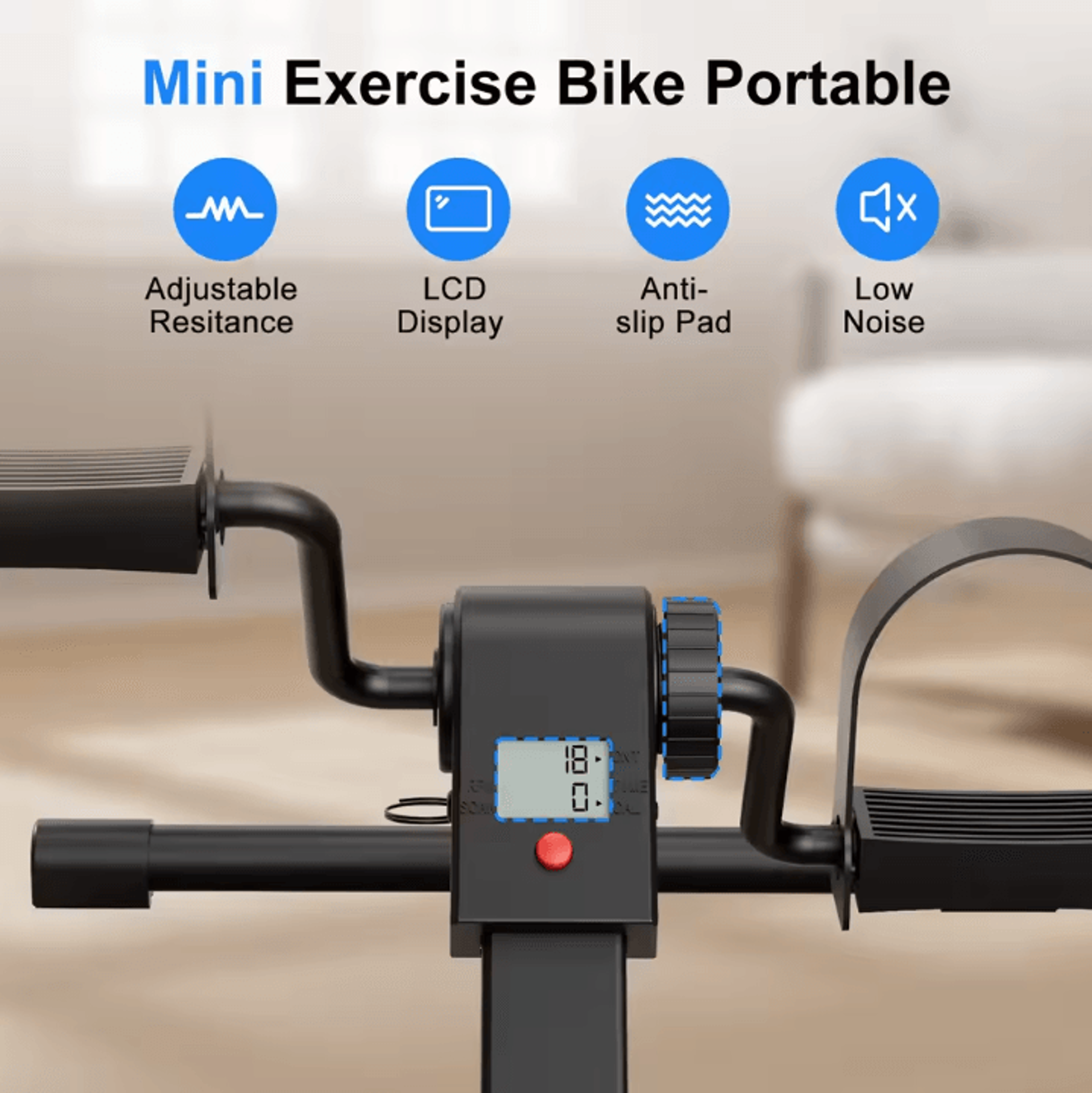 Under Desk Mini Exercise Bike Folding Pedal Exerciser With LCD Display For Leg And Arm Workouts 0